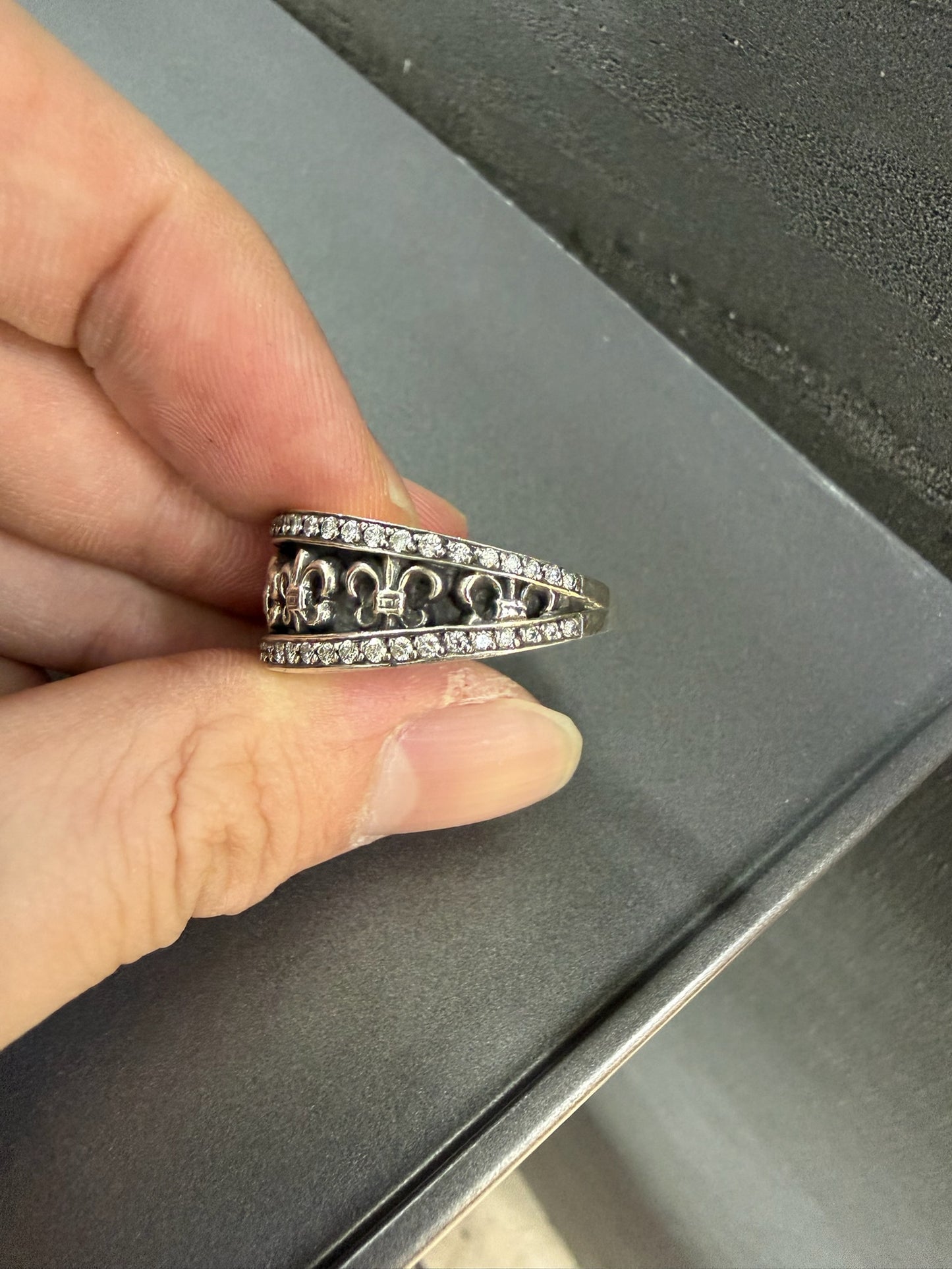 Chrome Hearts Fleur De Lis Ring with Diamonds