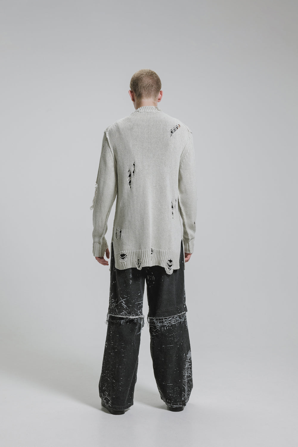 NUDE:MM Cotton 3GG Damage Knit Pullover