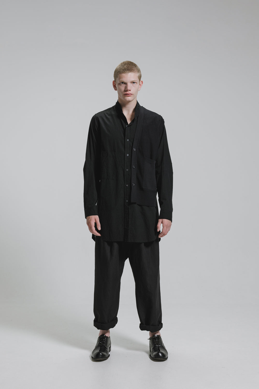 NUDE:MM 80/2 Broad Shirt With 7GG Kint Half Vest