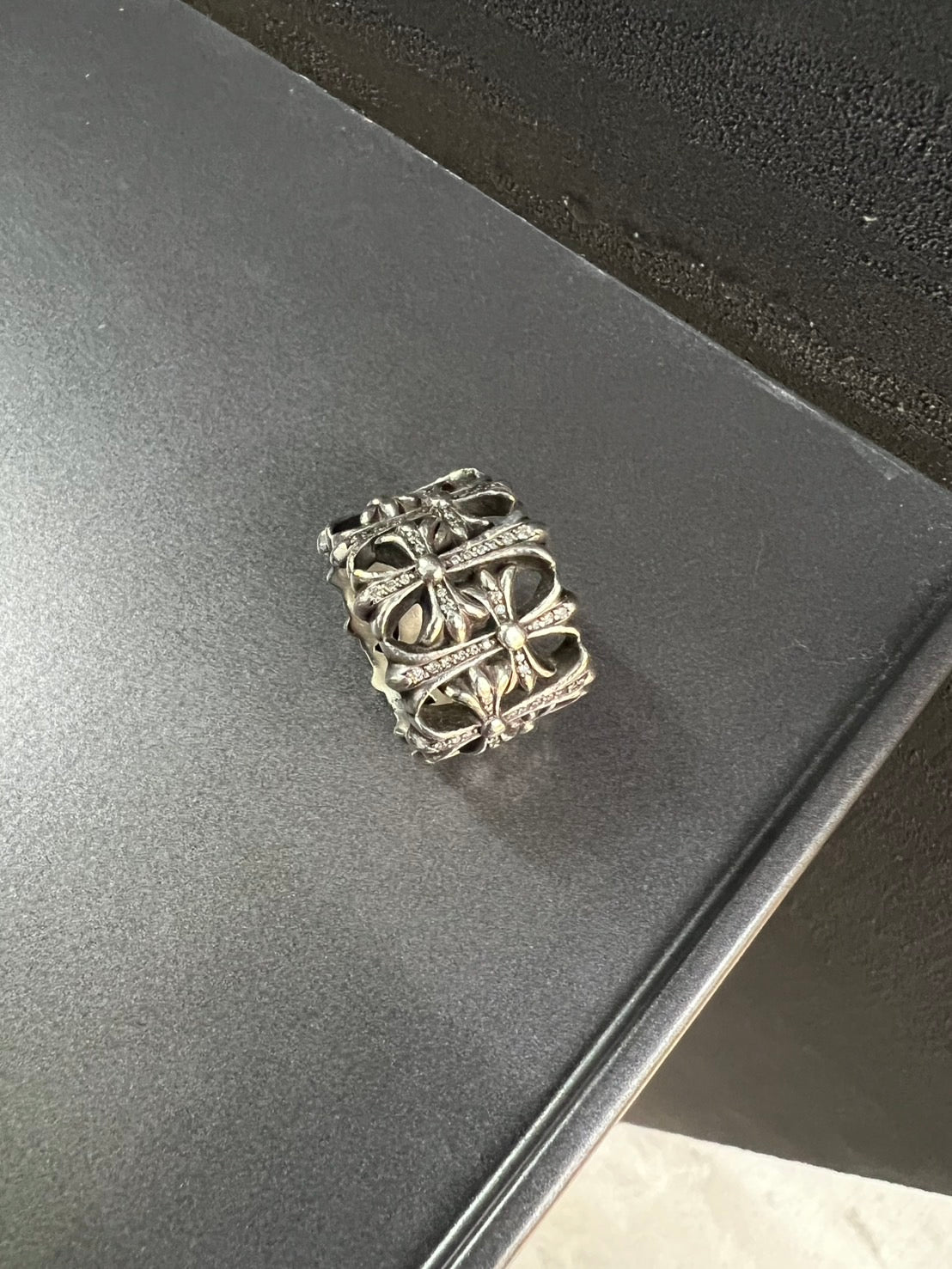 Chrome Hearts Cemetery Cross Ring with Diamonds