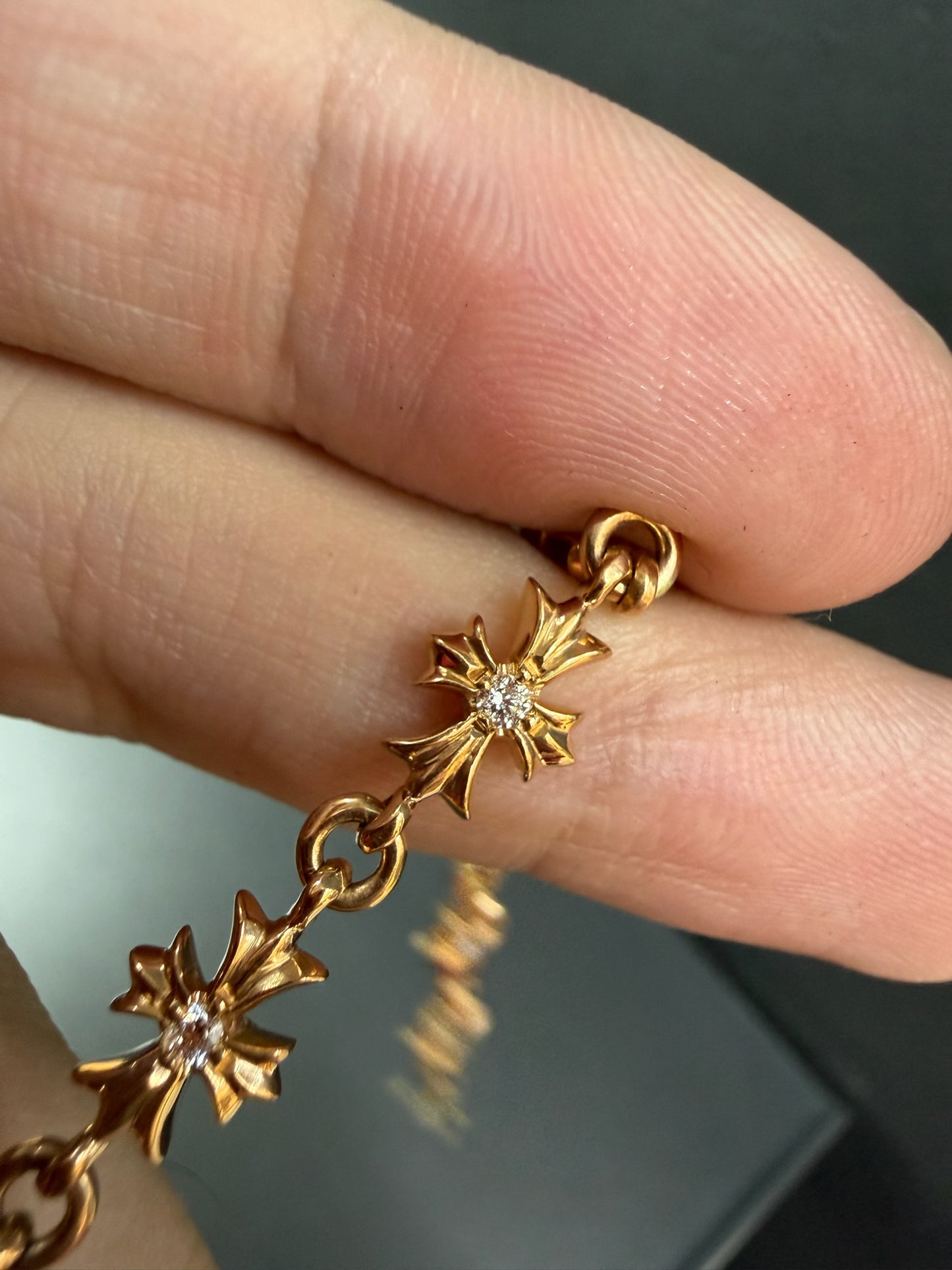 Chrome Hearts 22k Tiny E Bracelet with Diamonds