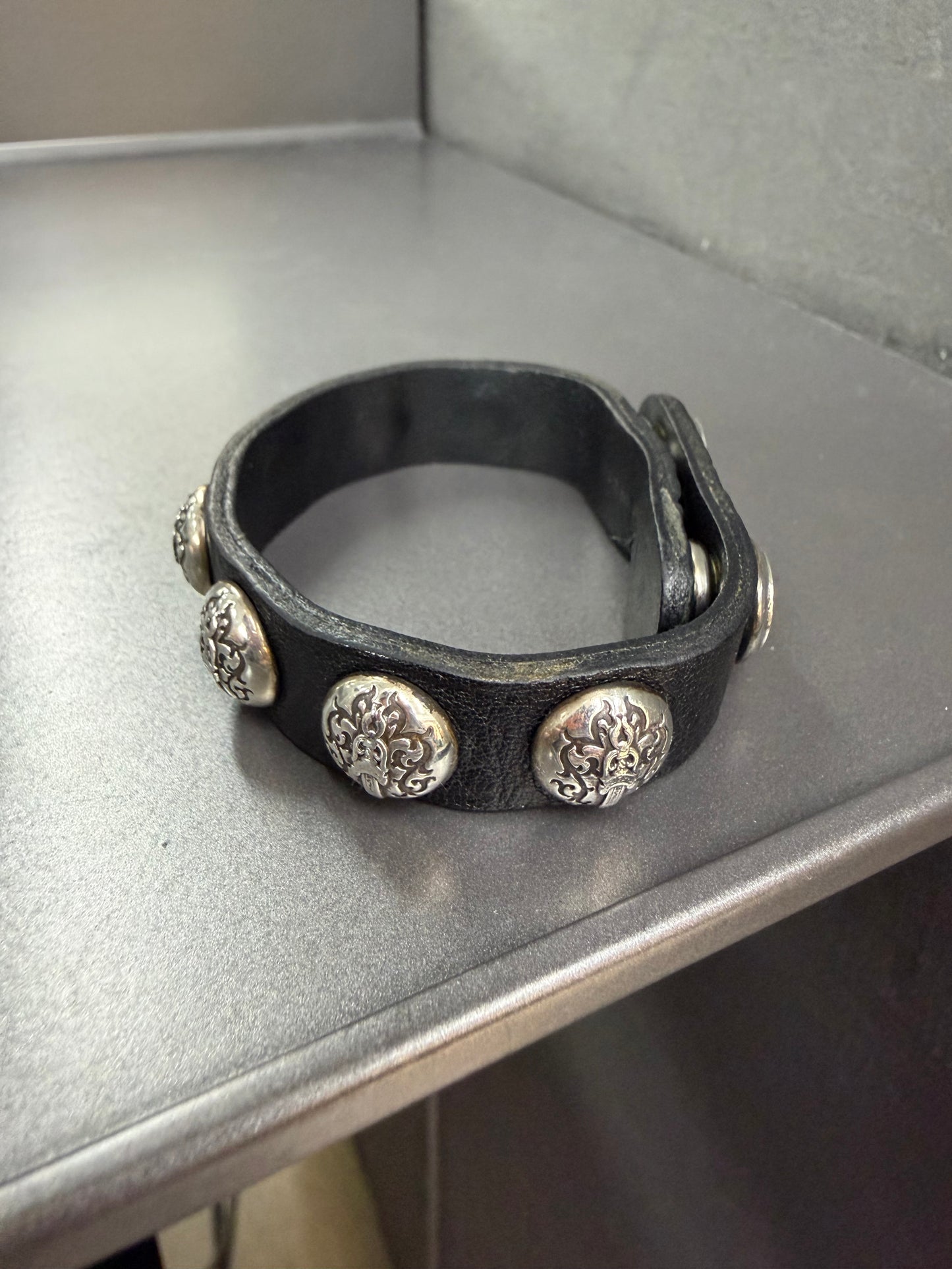 Chrome Hearts Vine Dagger Leather Bracelet