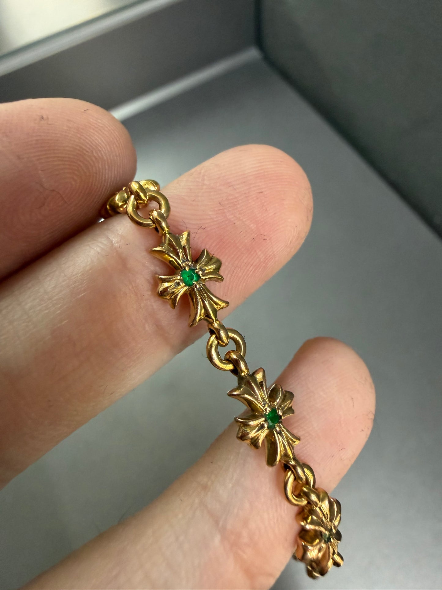 Chrome Hearts 22K Emerald Tiny E Bracelet 12 Links