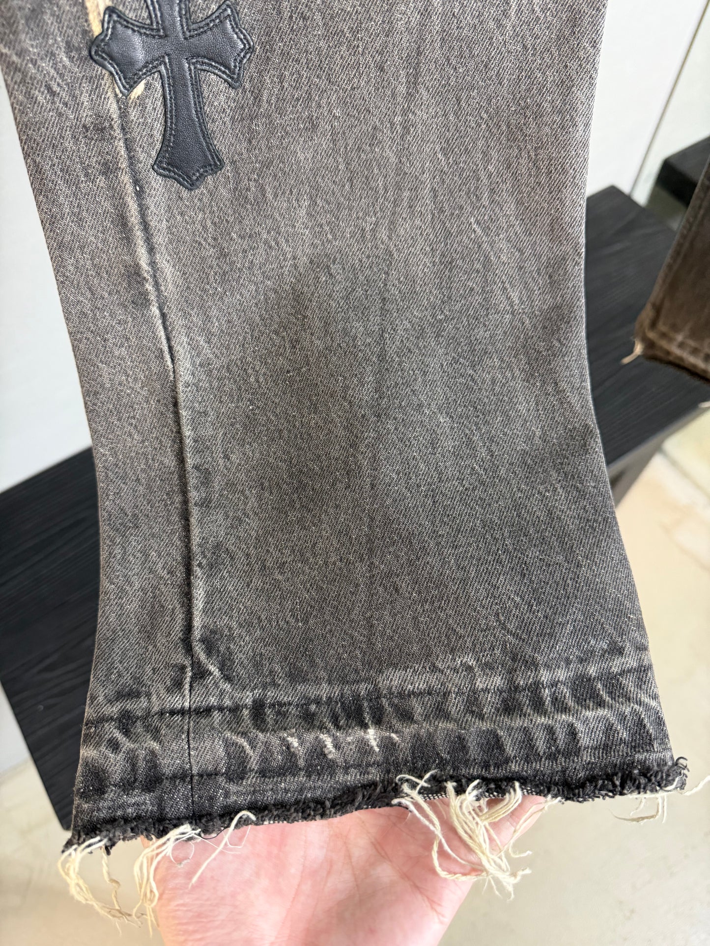 Chrome Hearts Leather Cross Patch 501 Jeans