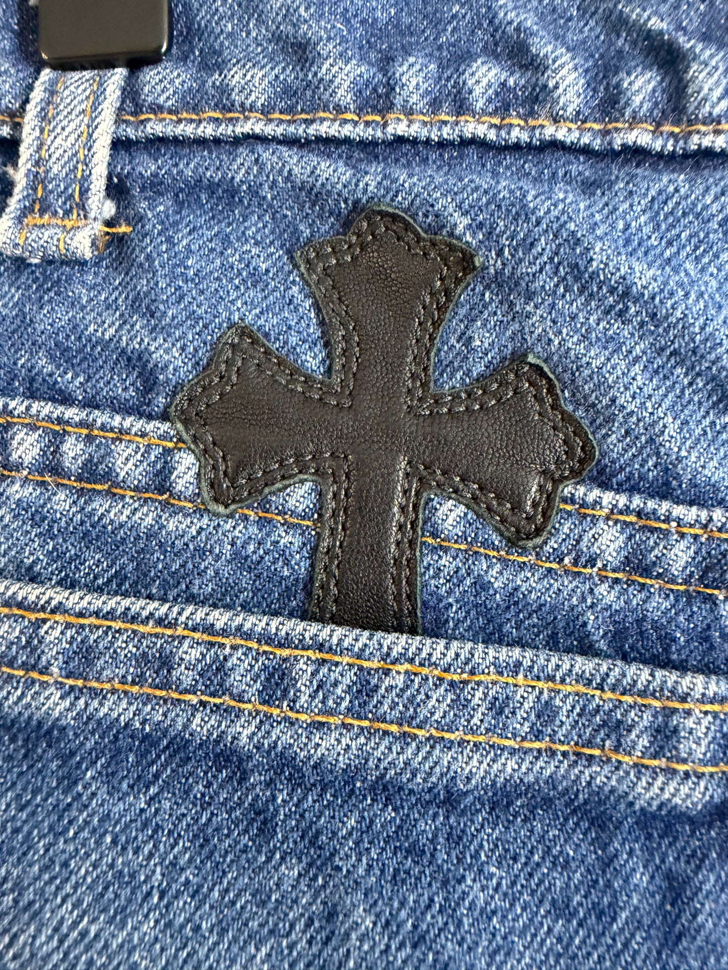 Chrome Hearts Leather Cross Patch 517 Jeans