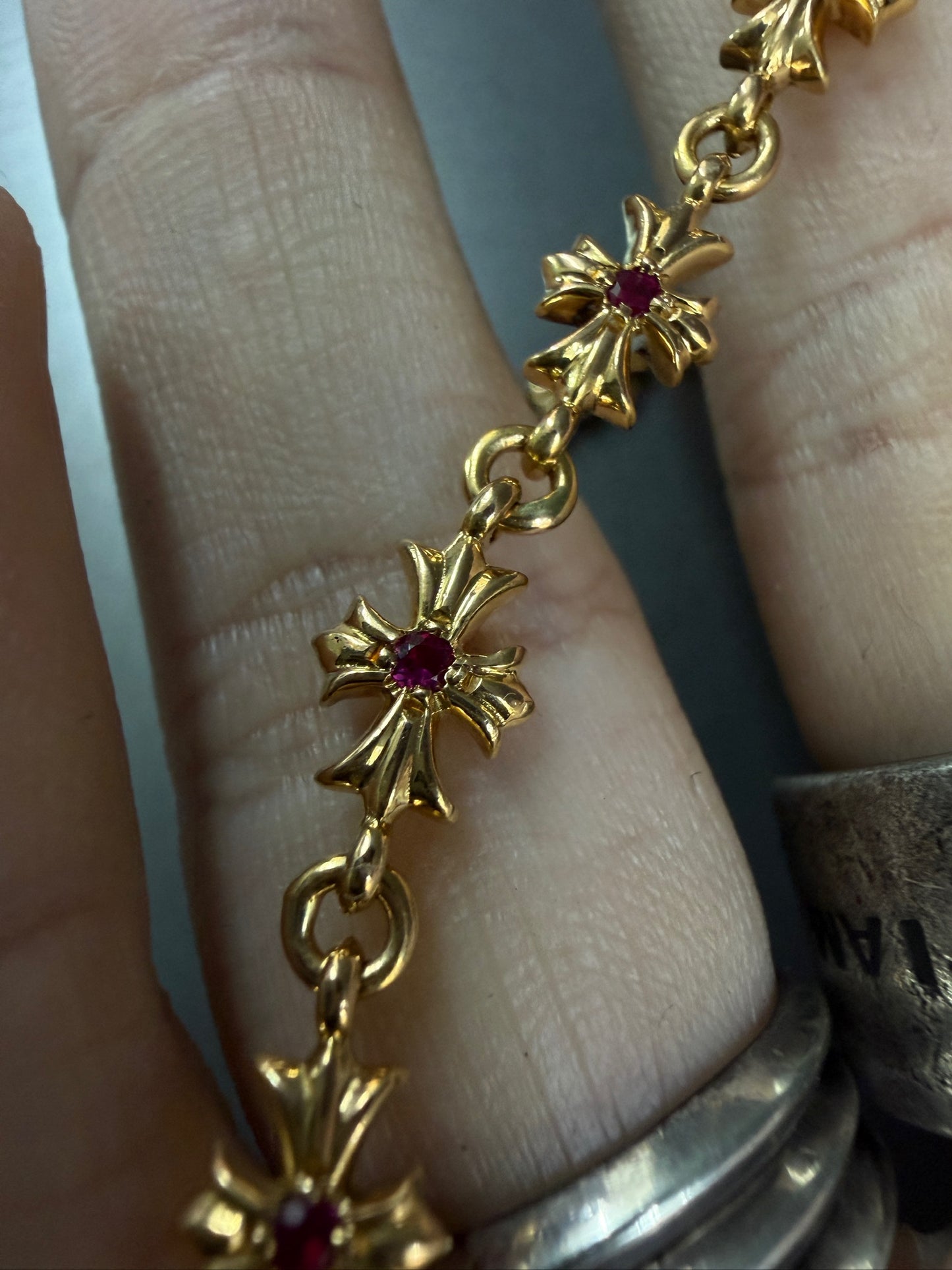 Chrome Hearts 22K Ruby Tiny E Bracelet 12 Links