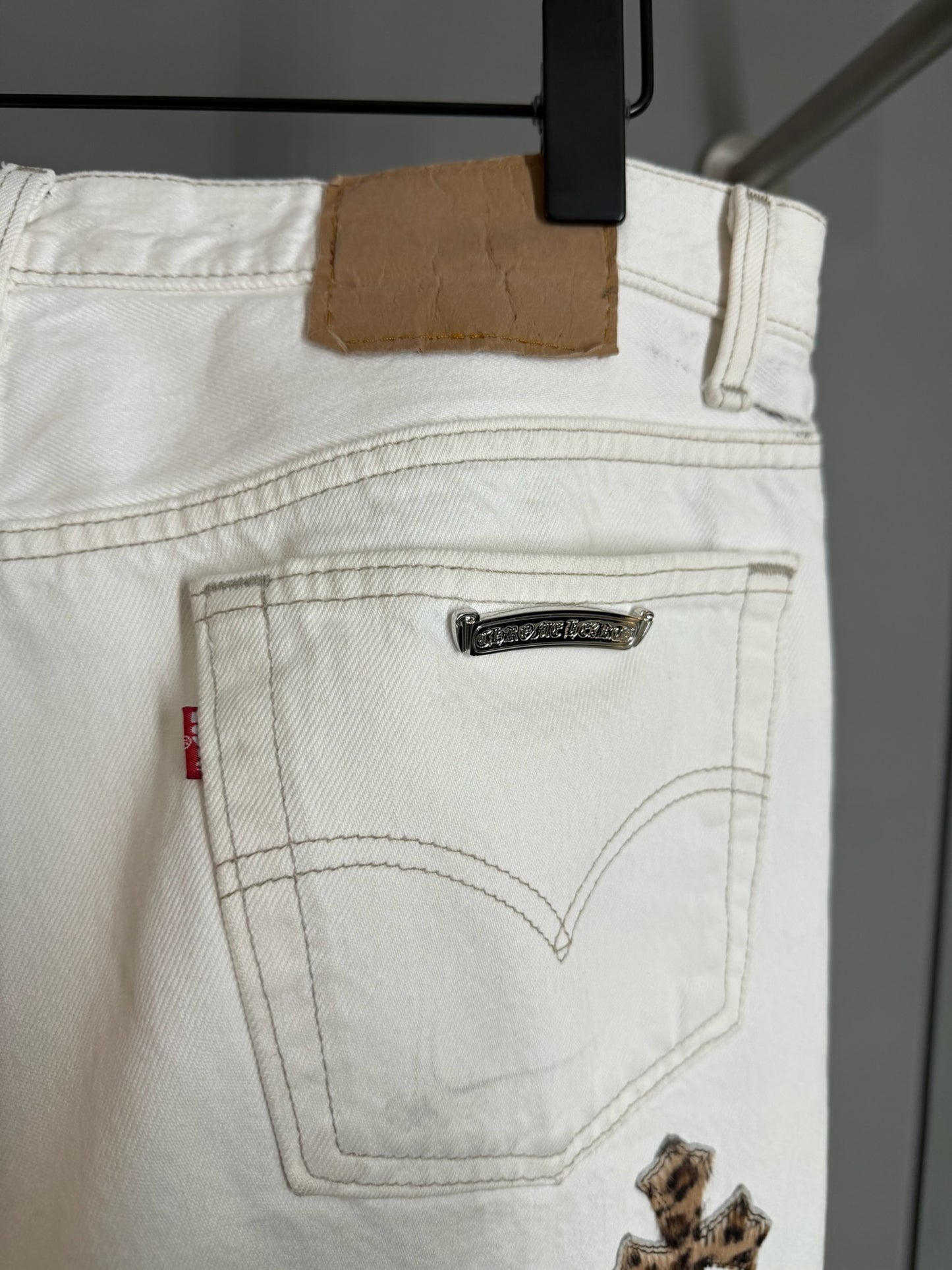 Chrome Hearts Levi’s 501 Leopard Cross Patch Jeans