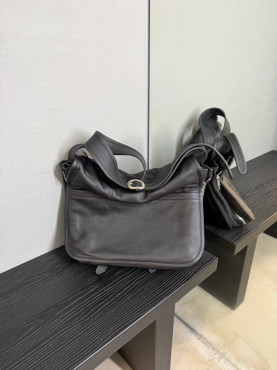 Chrome Hearts Leather Messenger Crossbody Bag