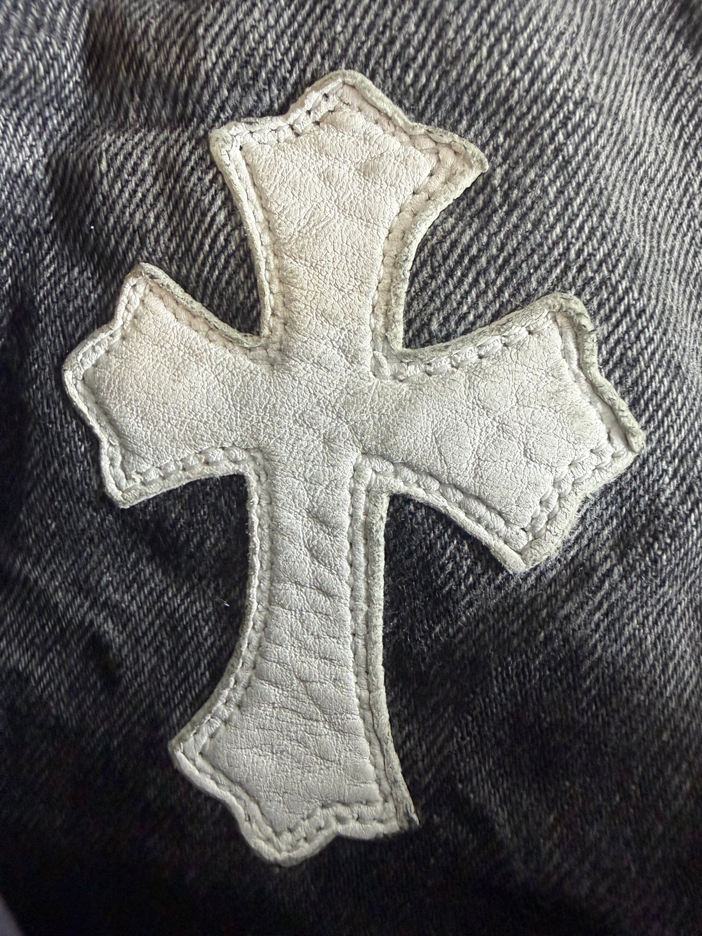 Chrome Hearts Fleur Knee Cross Patch Jeans