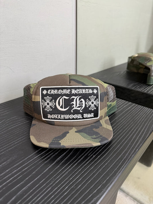 Chrome Hearts Camo CH Hollywood Trucker Hat (Kids)