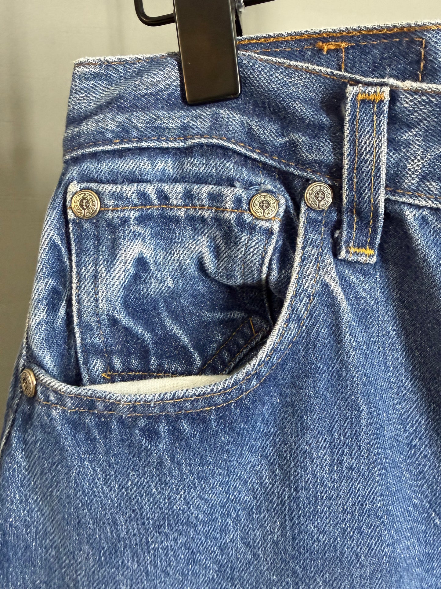Chrome Hearts Leather Cross Patch 501 Jeans