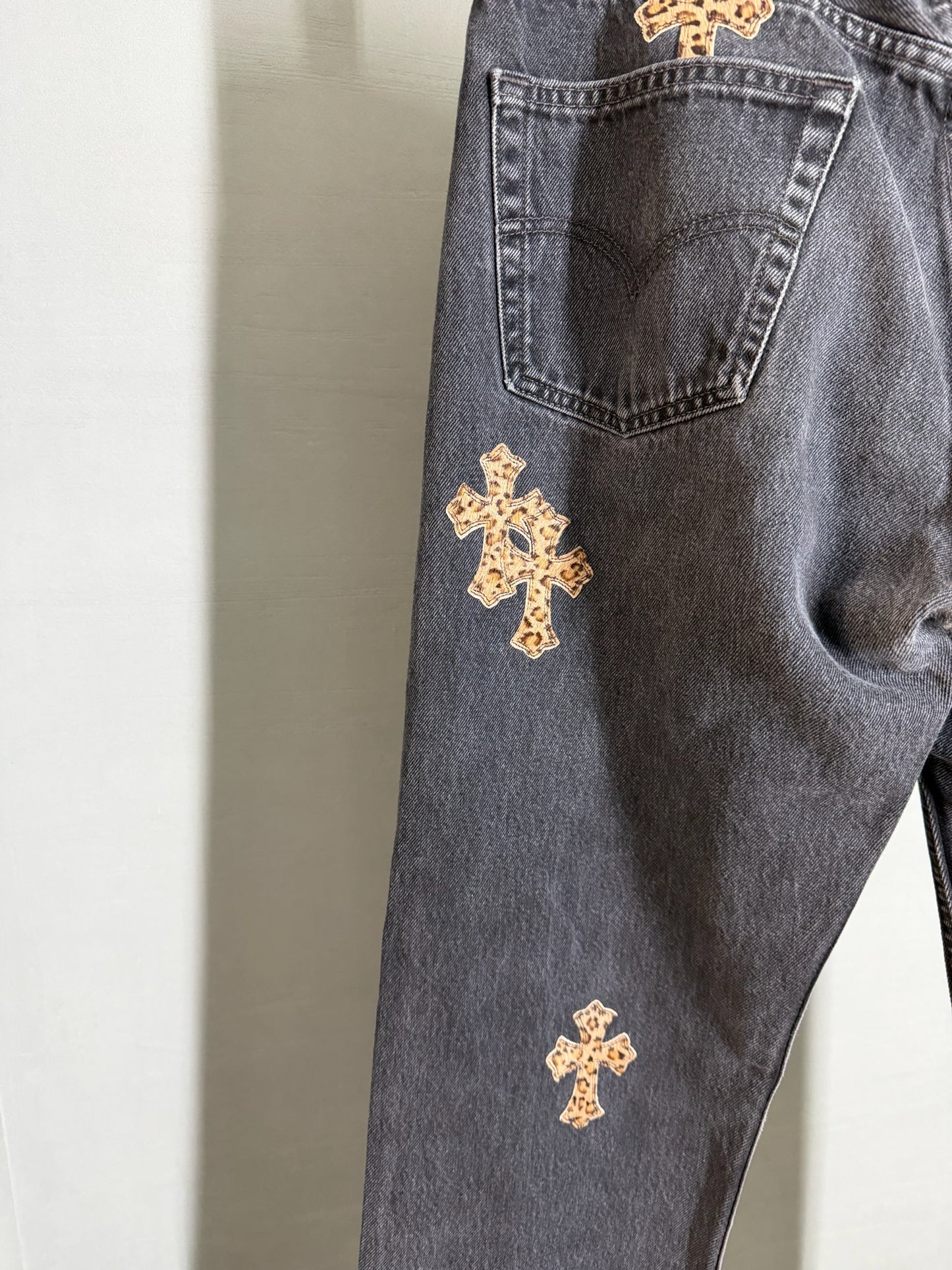 Chrome Hearts Leopard Cross Patch 501 Jeans