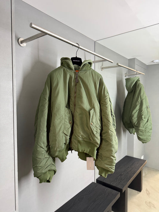 Balenciaga distressed hooded bomber