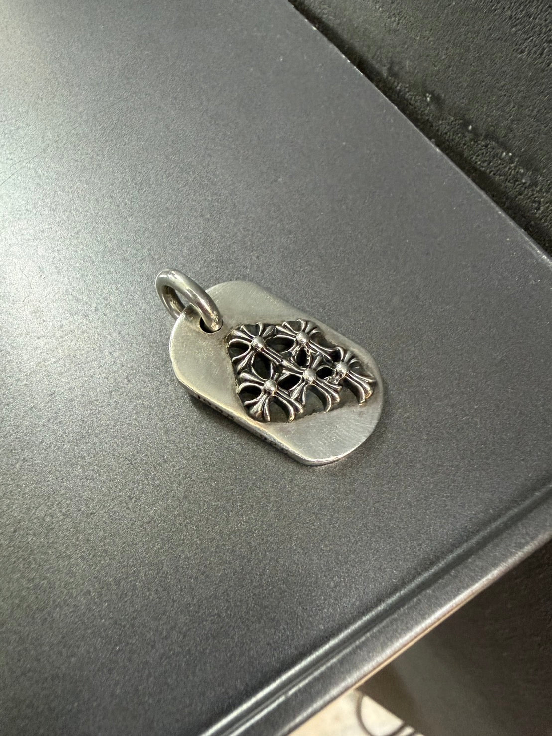 Chrome Hearts Raised Cemetery Cross Dog Tag
