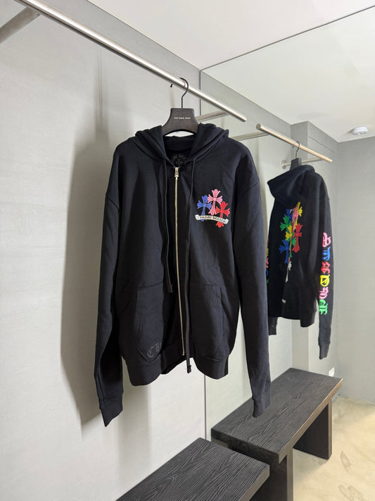 Chrome Hearts Multicolor Cemetery Cross Zip Up Hoodie