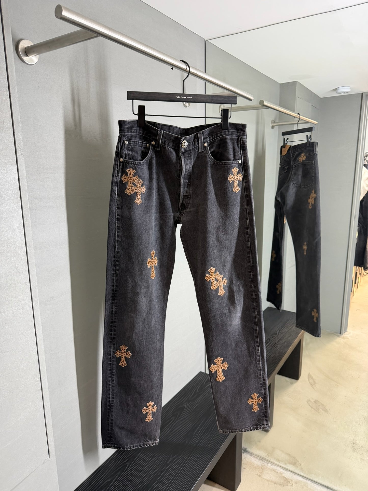 Chrome Hearts Leopard Cross Patch 501 Jeans