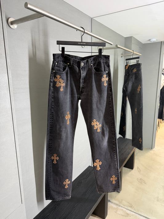 Chrome Hearts Leopard Cross Patch 501 Jeans