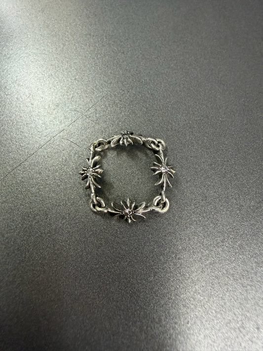Chrome Hearts Tiny E Cross Ring with Diamonds