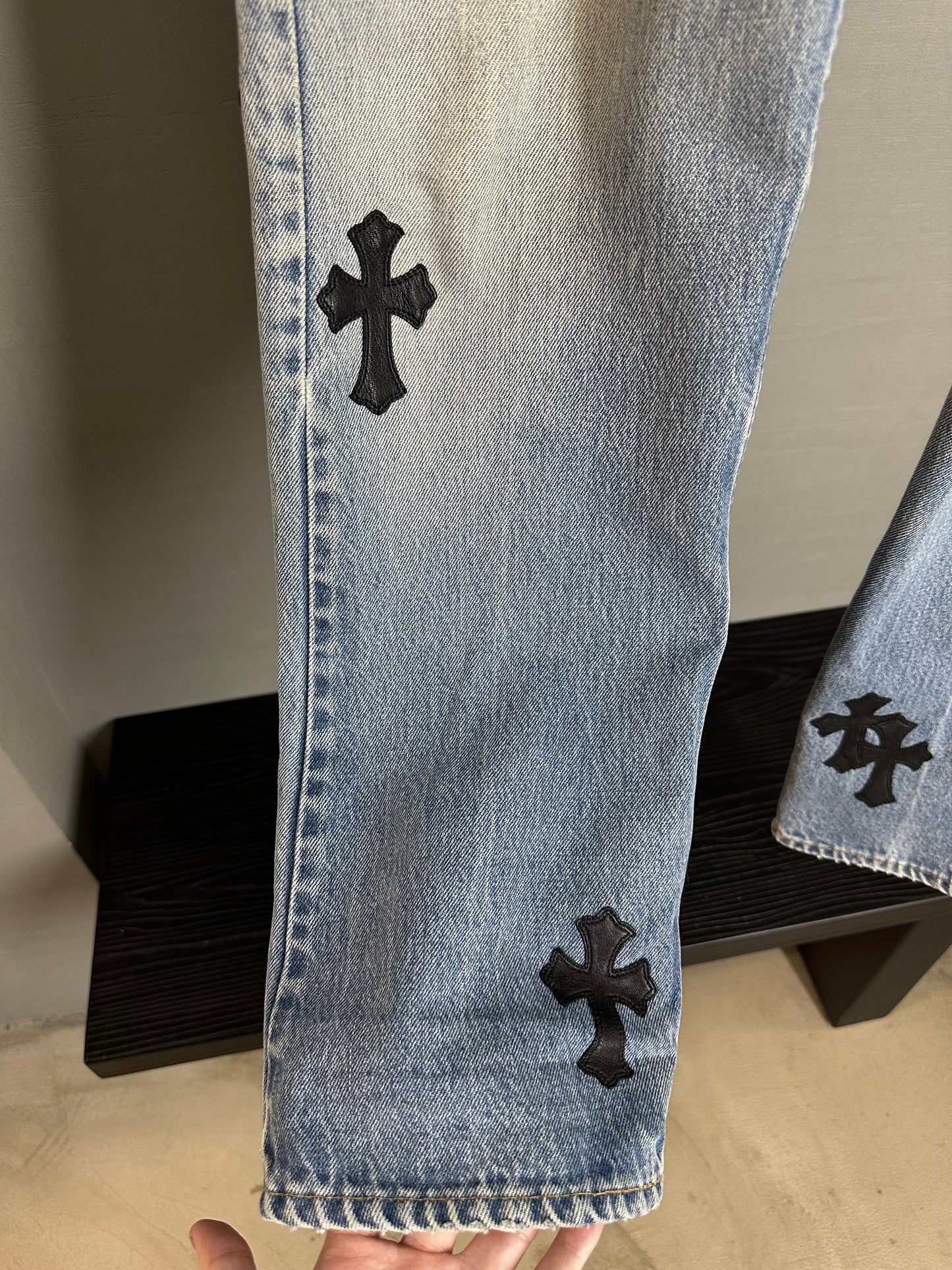 Chrome Hearts Leather Patched 519 Levis Jeans