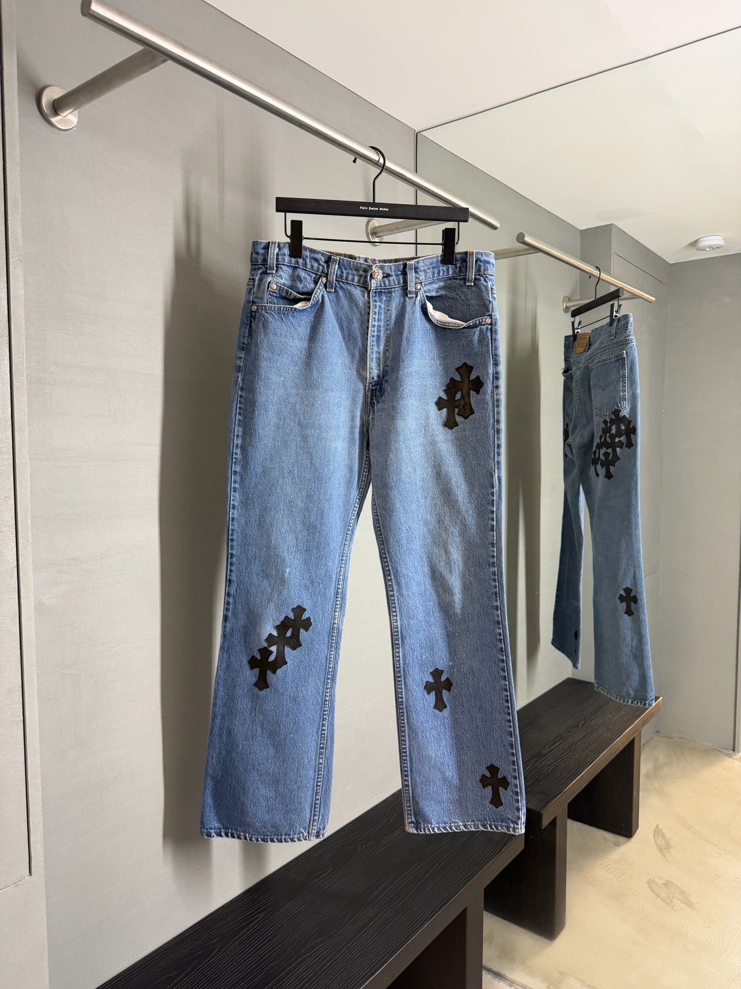 Chrome Hearts Leather Cross Patch 517 Jeans