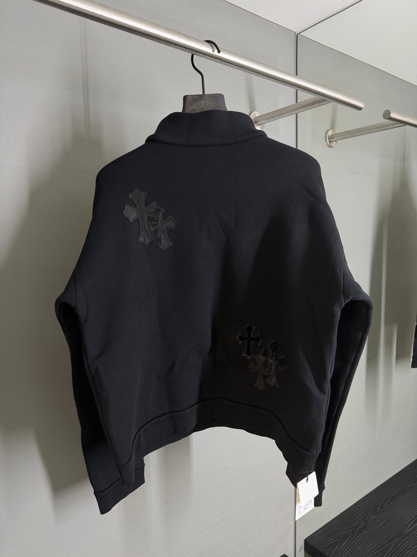 Chrome Hearts Leather/Patent  Cross Patch Half-Zip