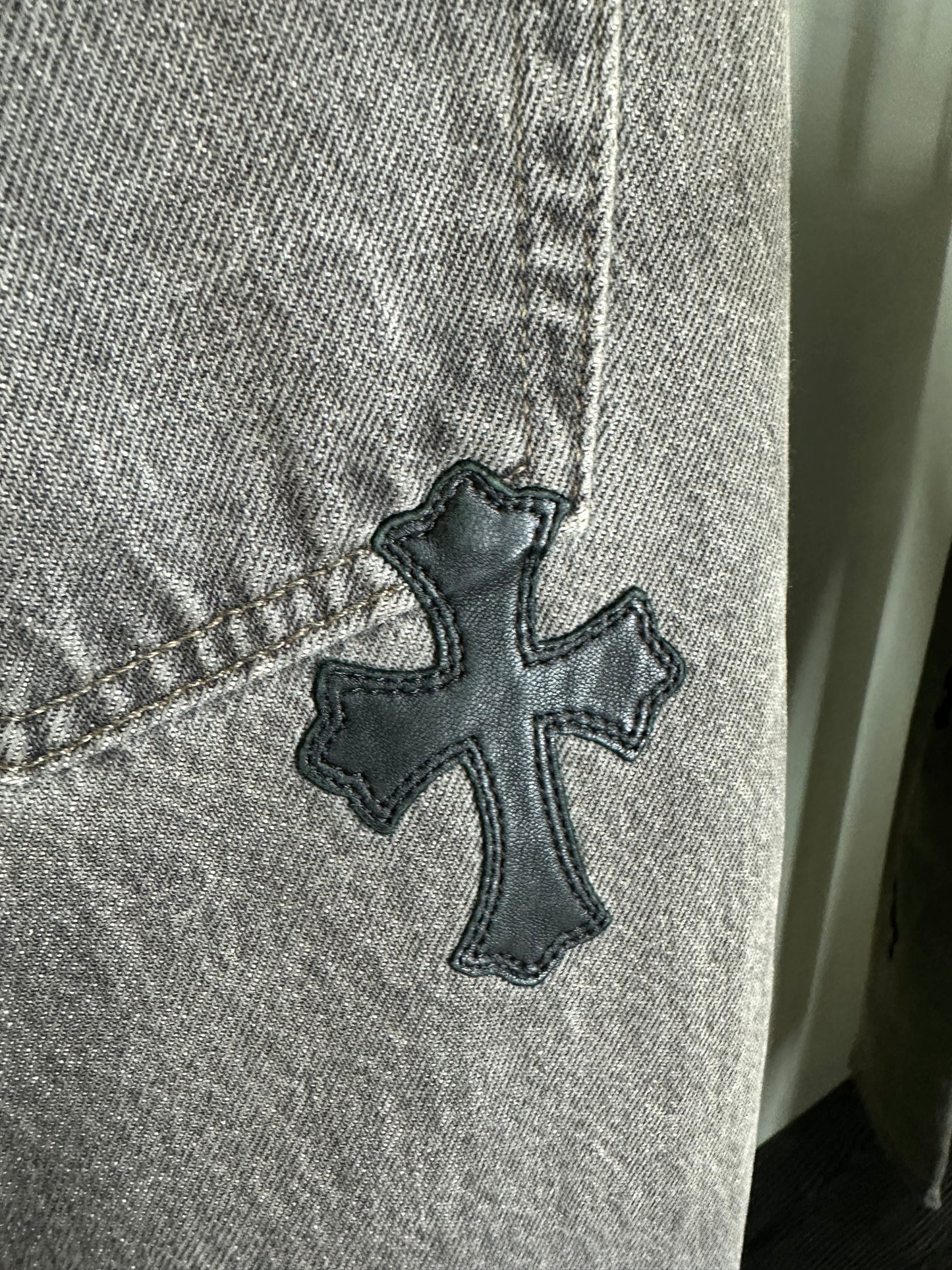 Chrome Hearts Leather Patched 501 Levis Jeans