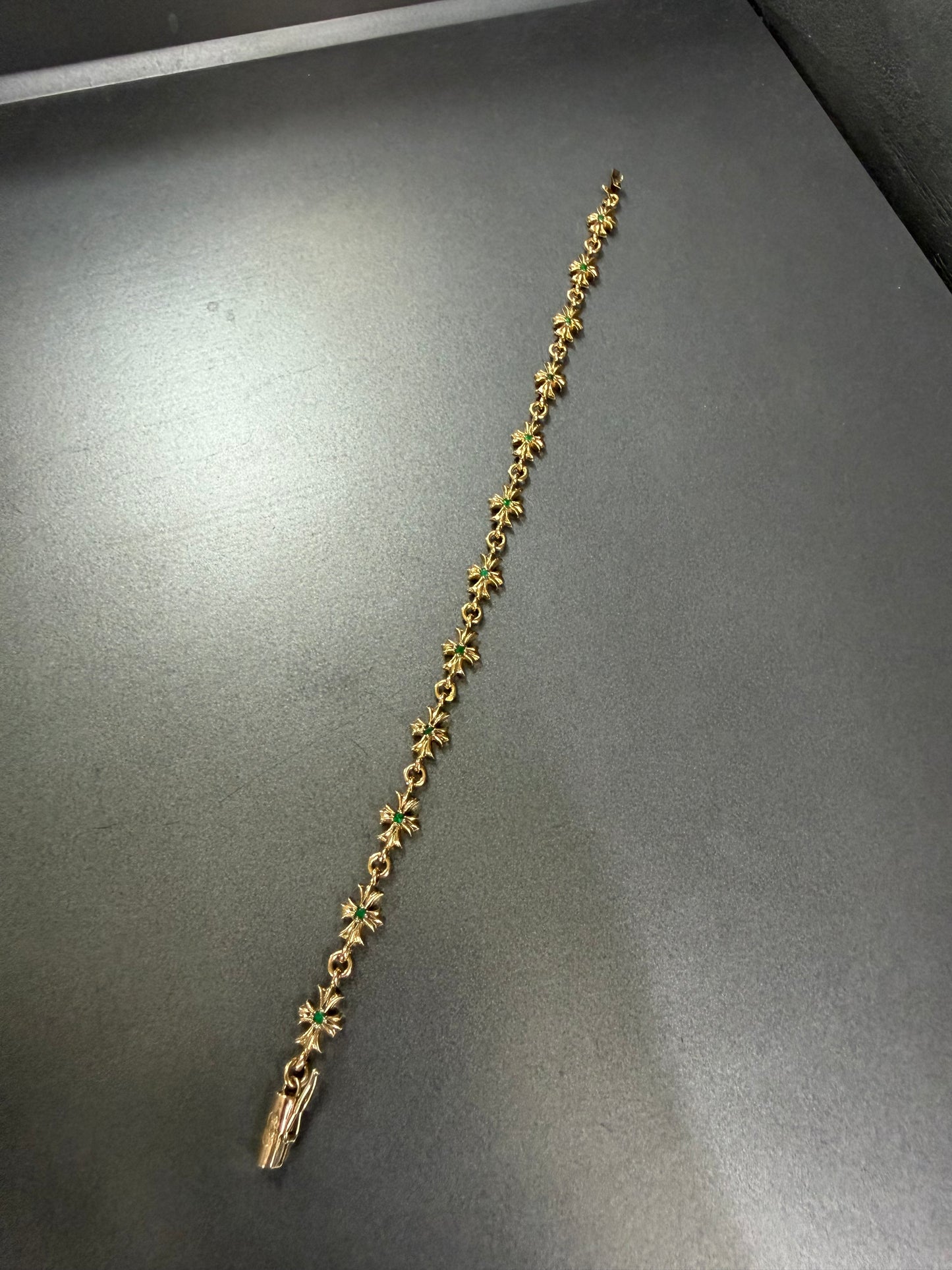 Chrome Hearts 22K Emerald Tiny E Bracelet 12 Links