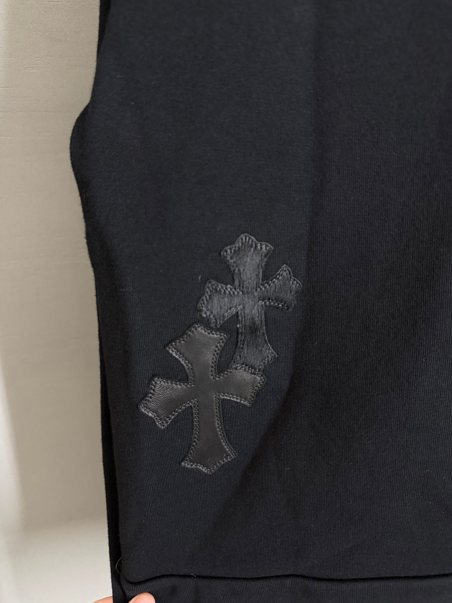 Chrome Hearts Leather/Patent  Cross Patch Half-Zip