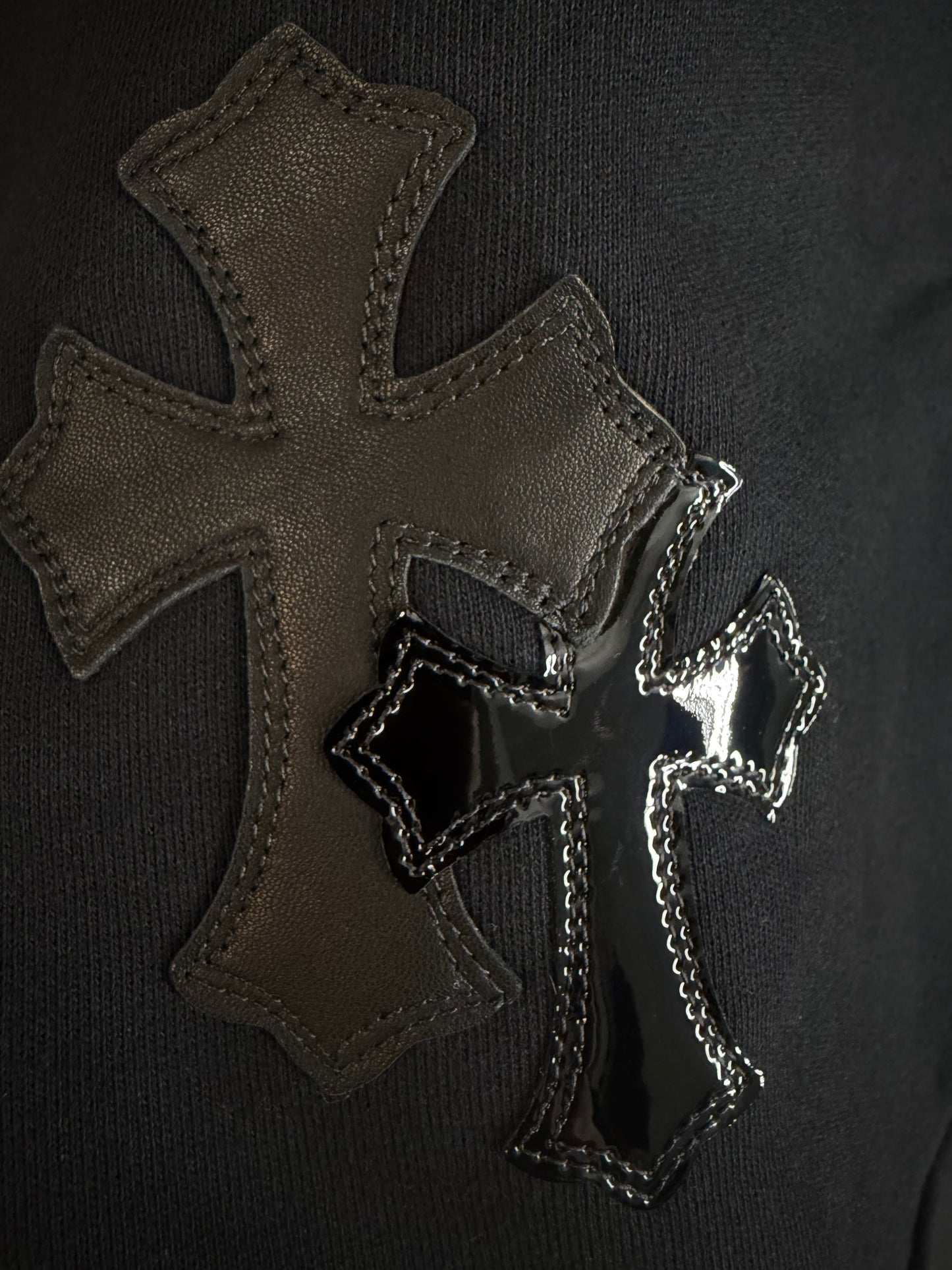 Chrome Hearts Leather/Patent  Cross Patch Half-Zip