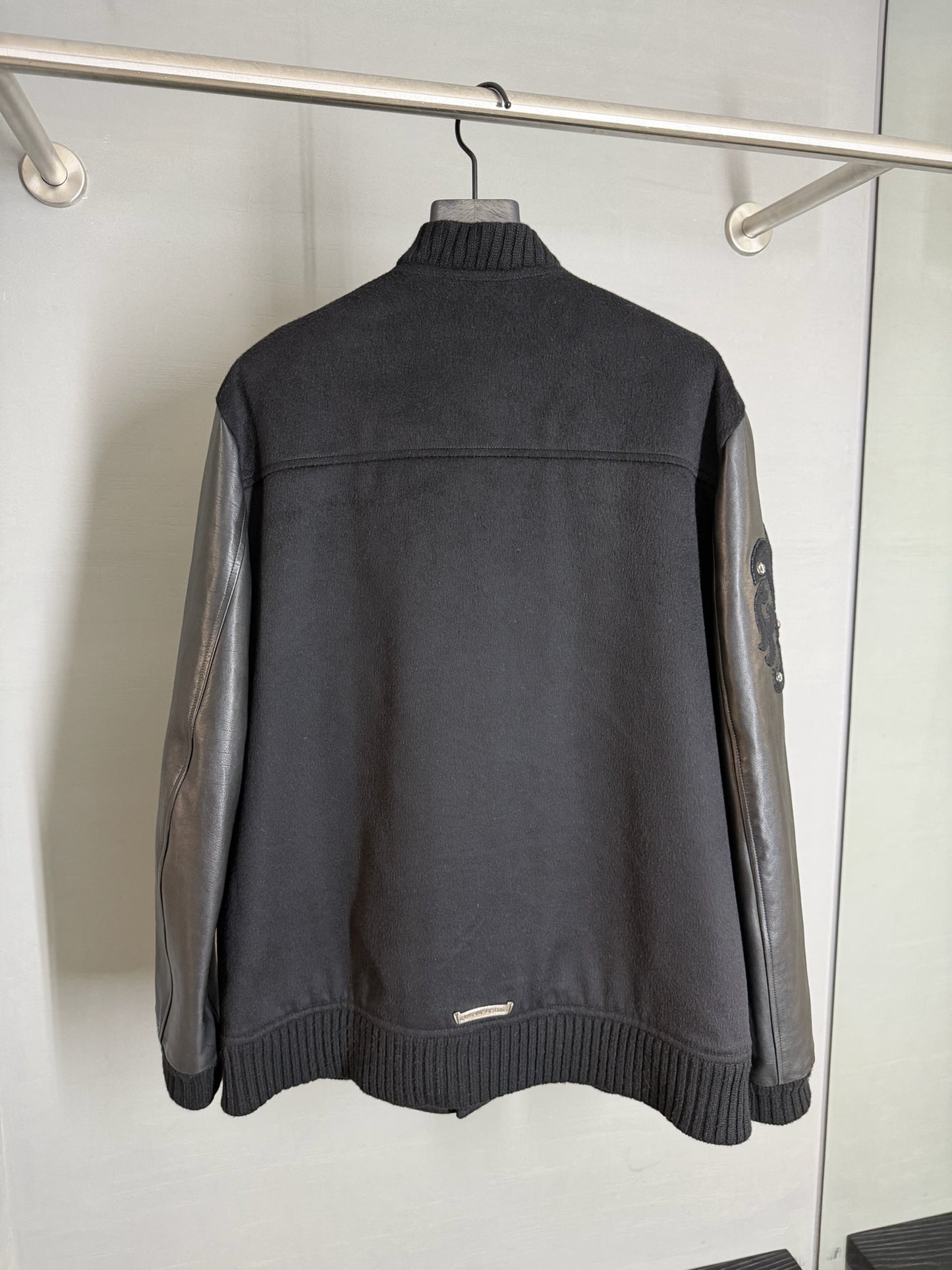 Chrome Hearts Letterman Leather Cross Patch Varsity Jacket