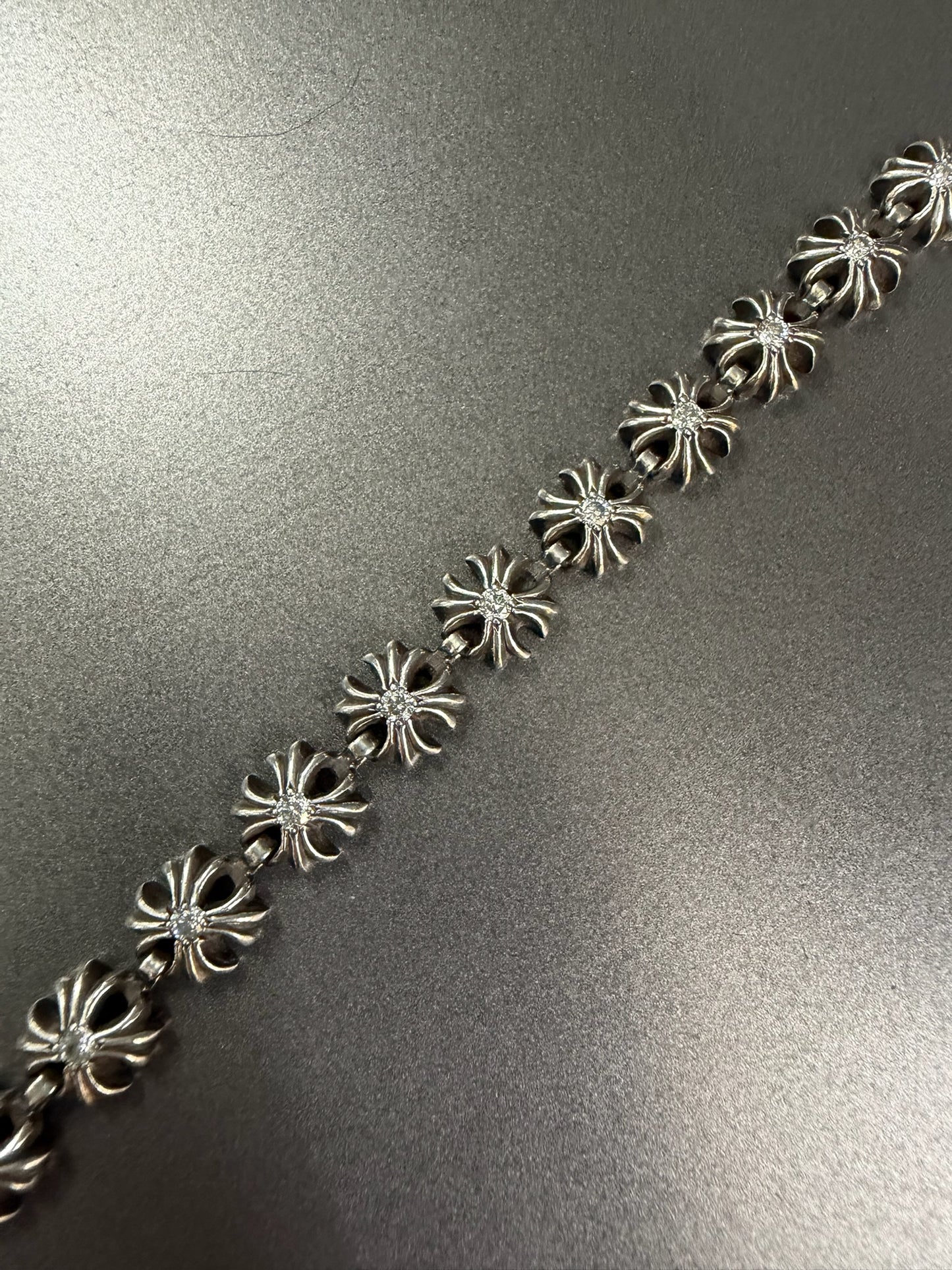 Chrome Hearts Tiny Plus Bracelet 18 Links with Diamonds