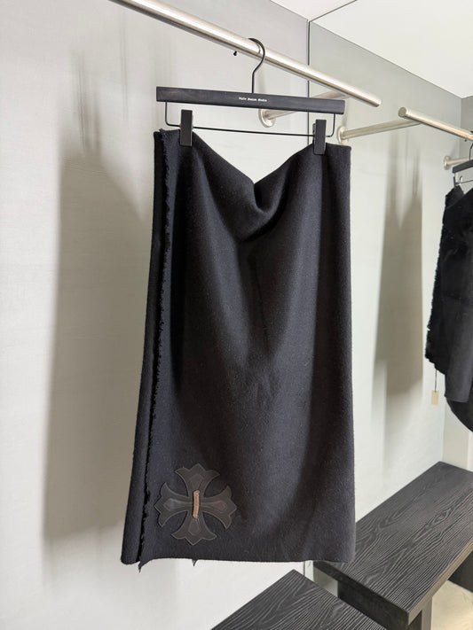 Chrome Hearts Leather Cross Patch Cashmere Scarf Blanket