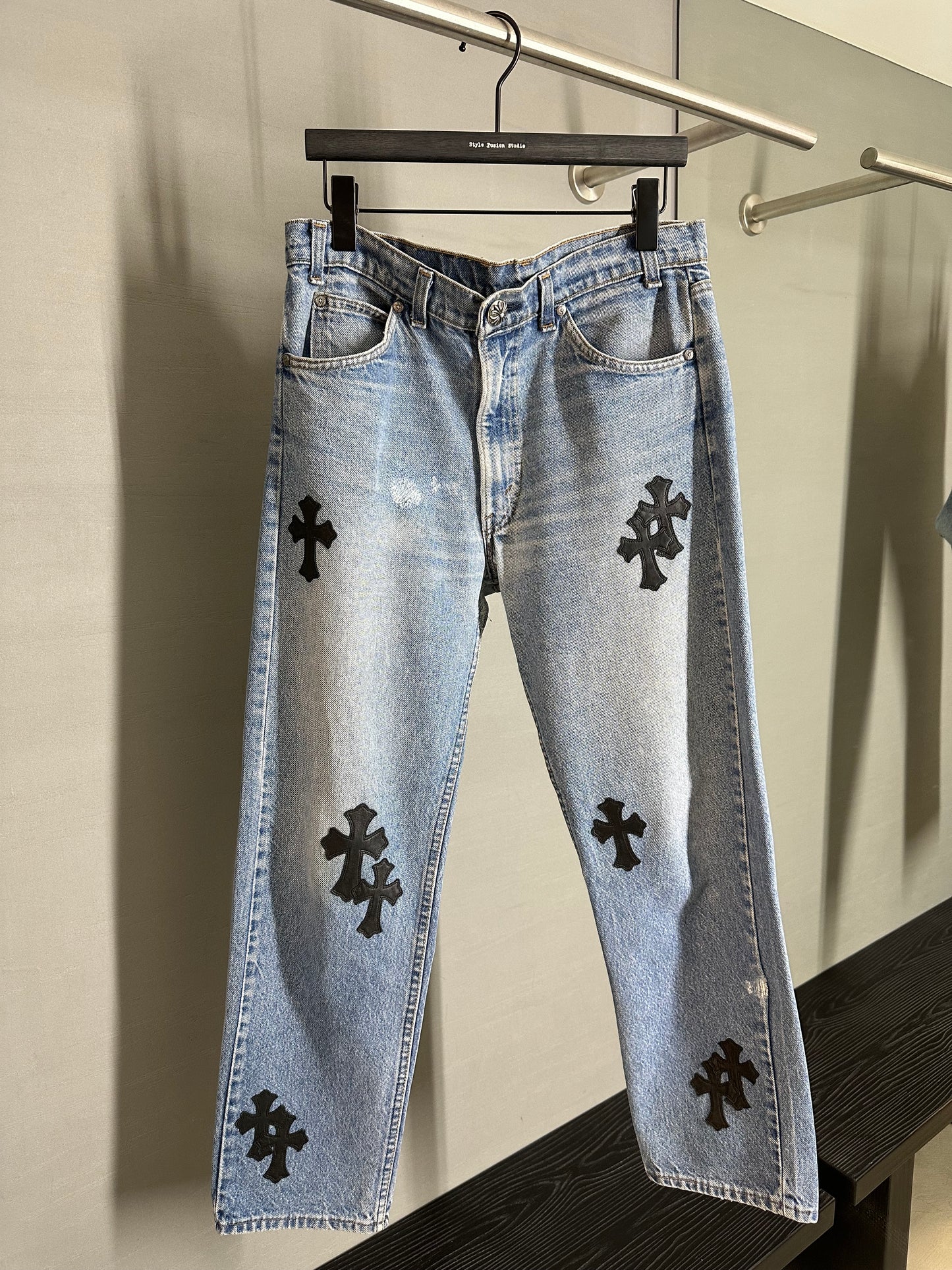 Chrome Hearts Levi’s 505 Cross Patch Jeans