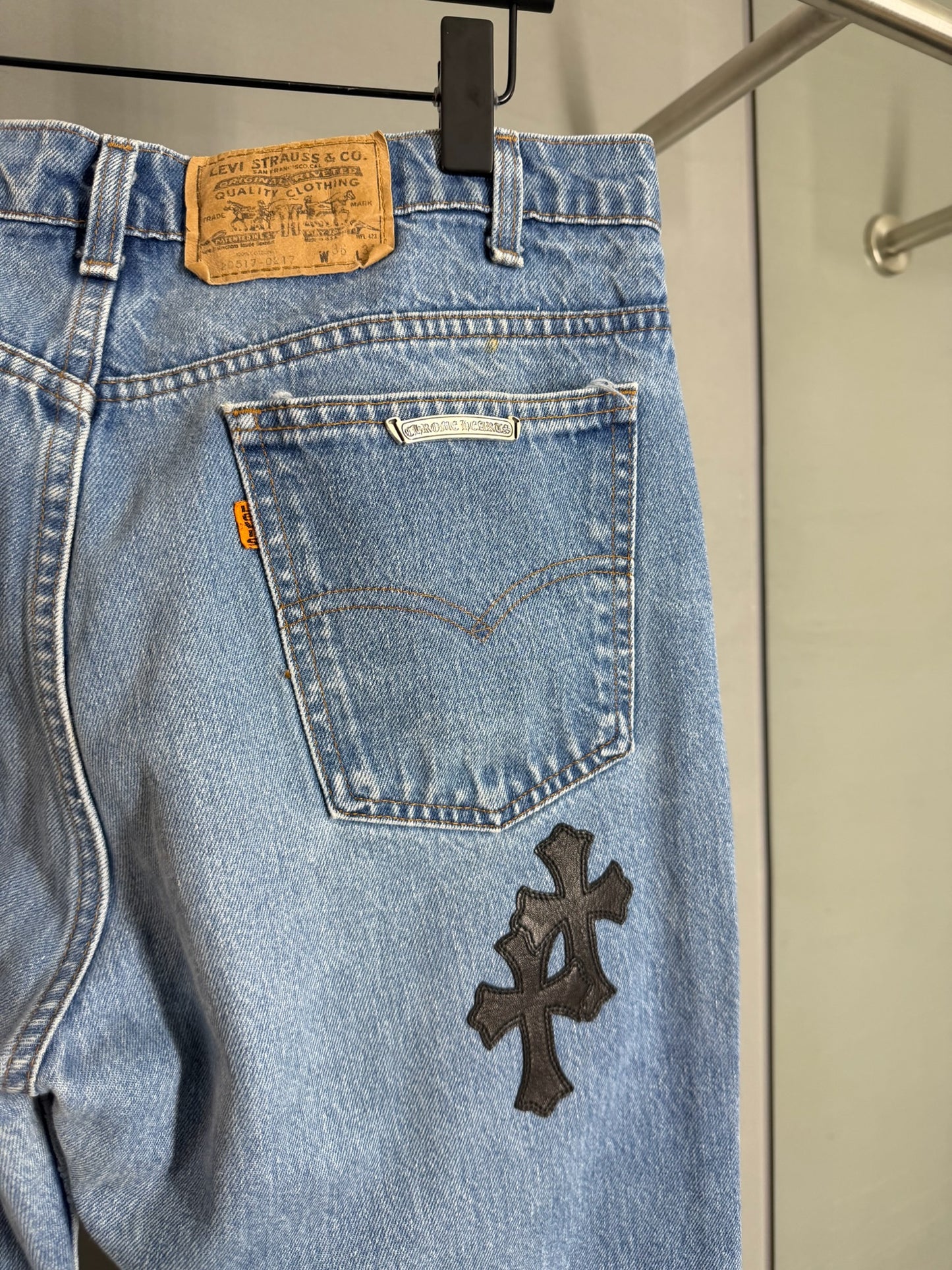 Chrome Hearts Leather Cross Patch 517 Jeans