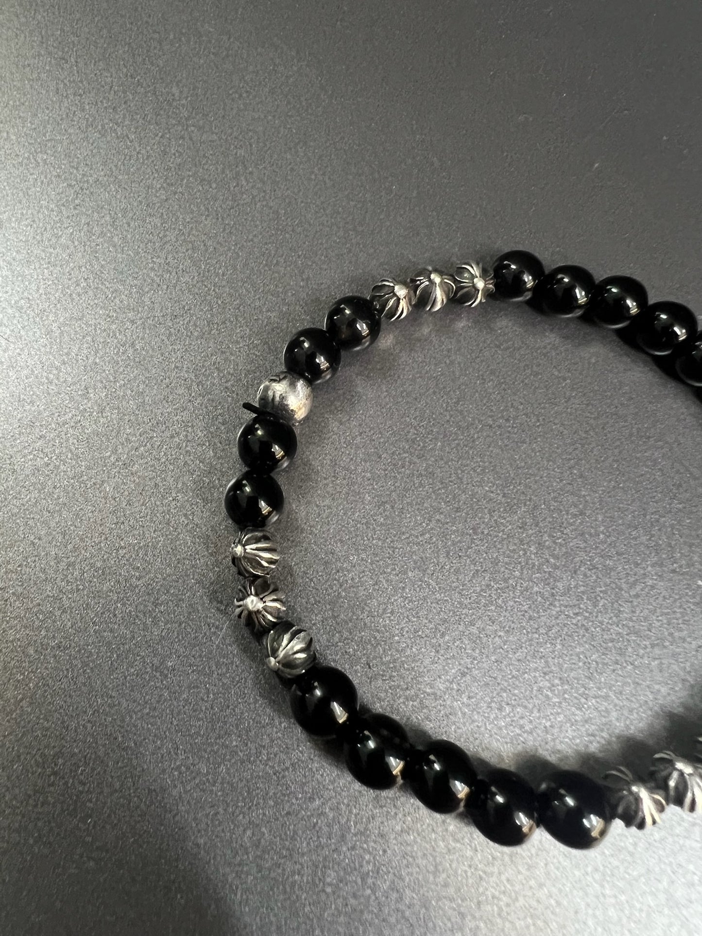 Chrome Hearts Black Stones Beads Bracelet