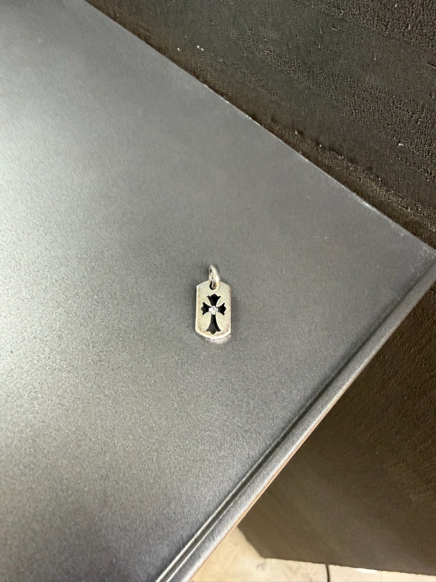 Chrome Hearts Cross Dog Tag With Diamonds