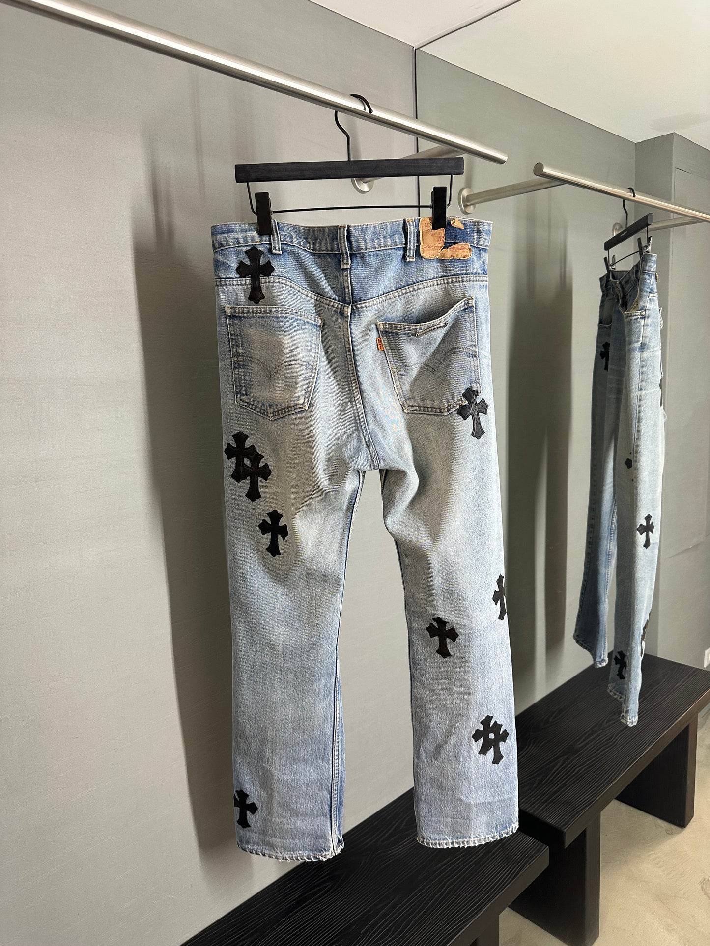 Chrome Hearts Leather Patched 519 Levis Jeans