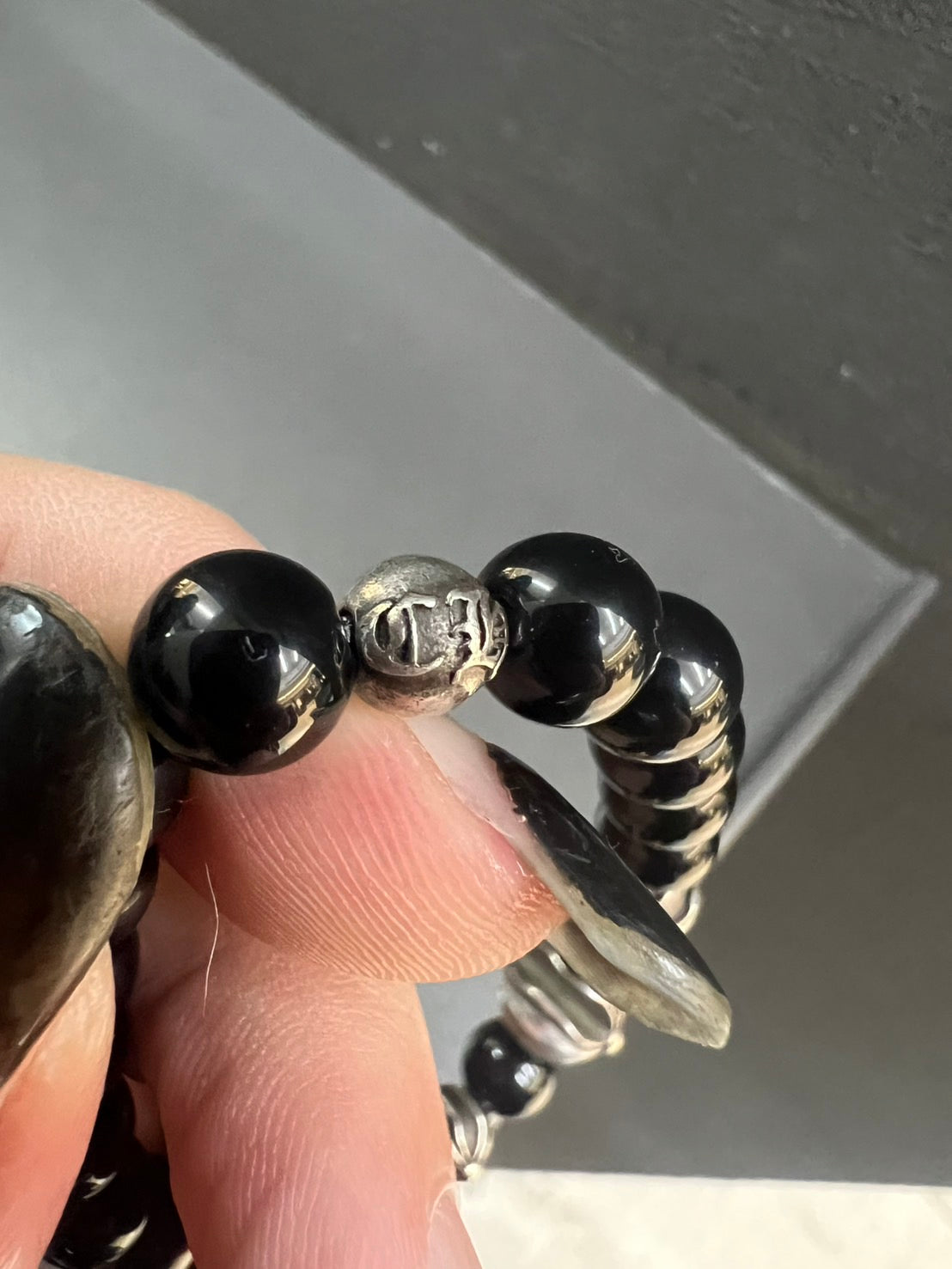 Chrome Hearts Black Stone Bead Bracelet