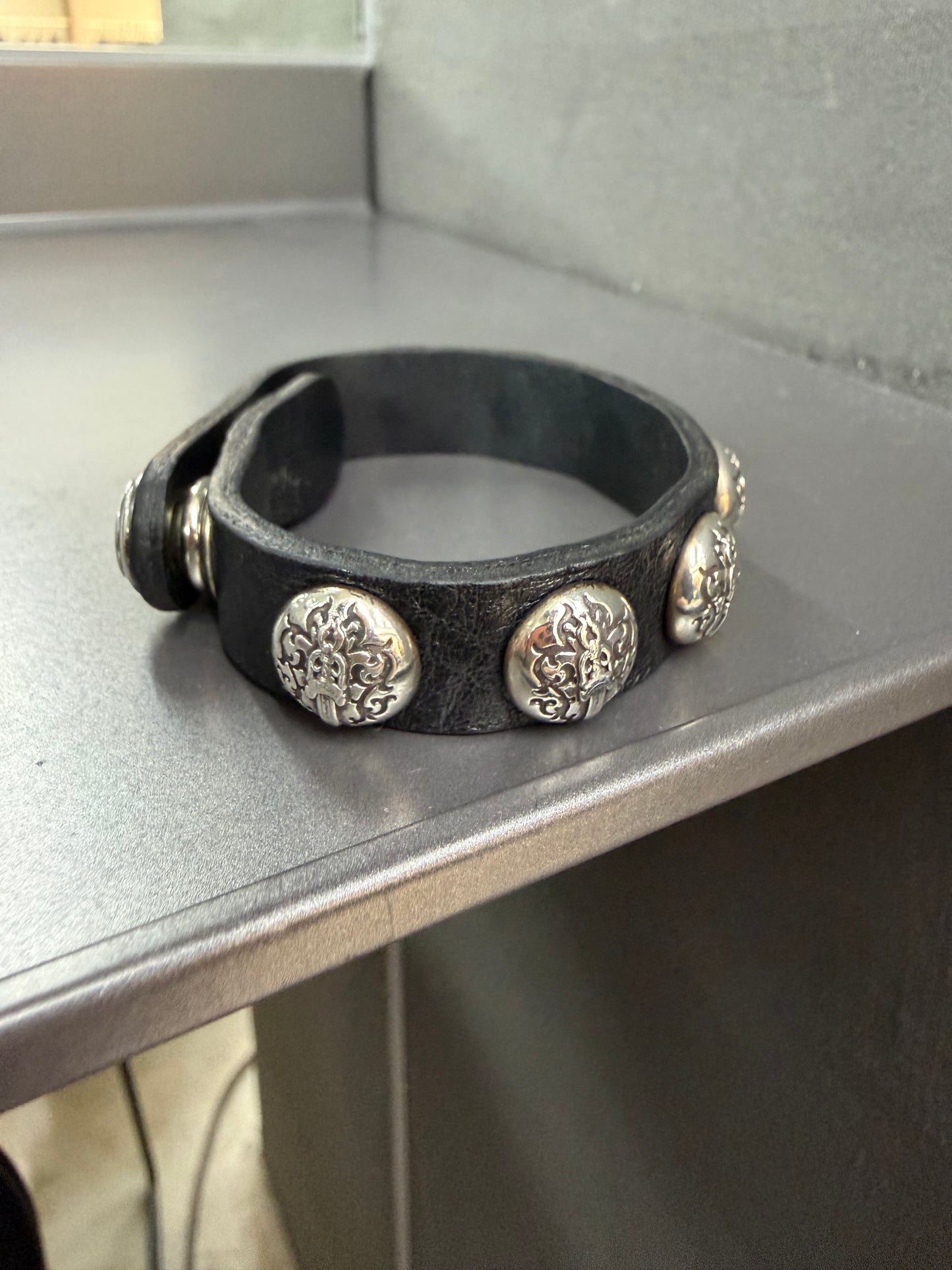 Chrome Hearts Vine Dagger Leather Bracelet
