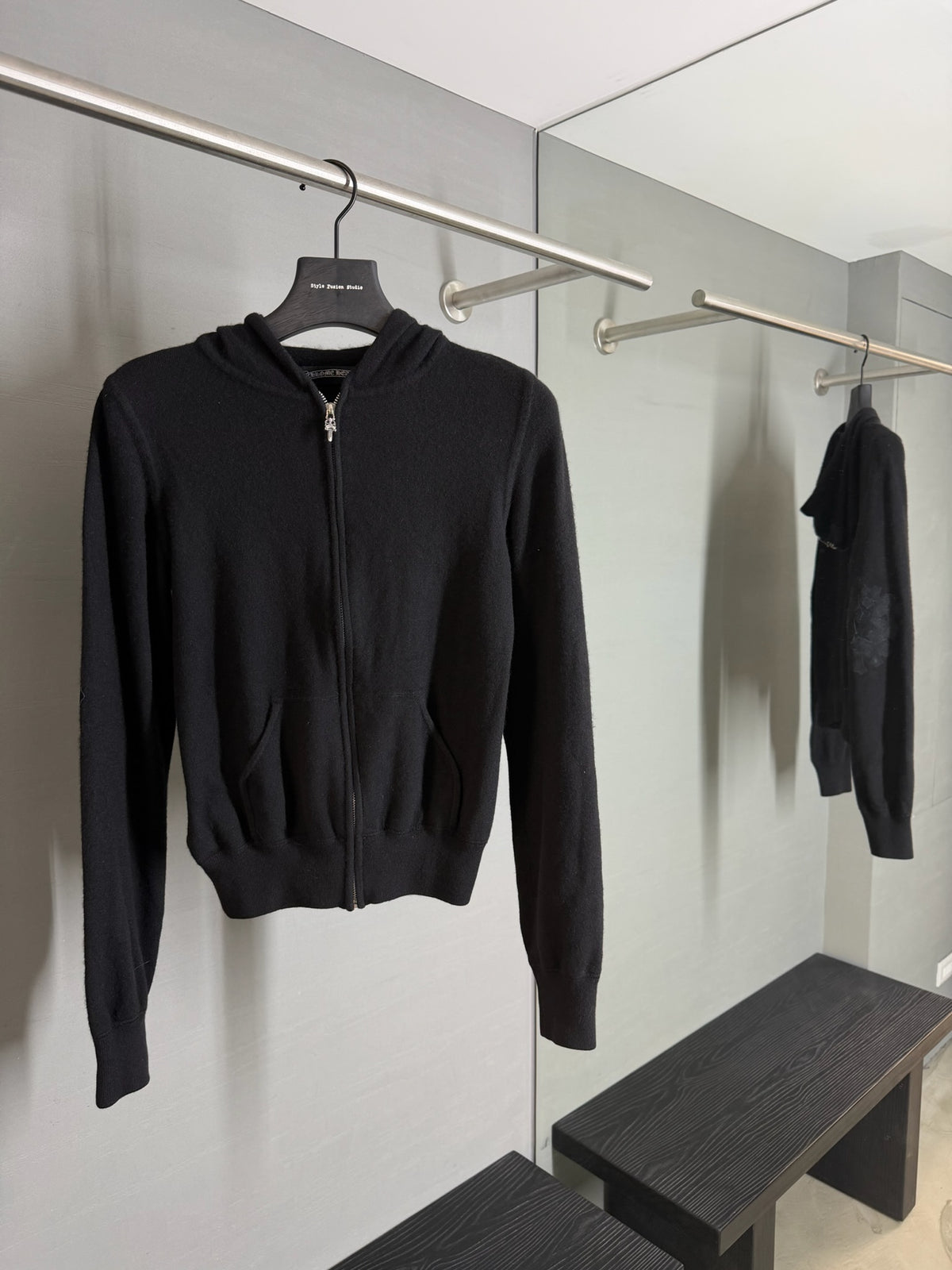 Chrome Hearts Cashmere Flooded Cross Patch Zip-Up Hoodie