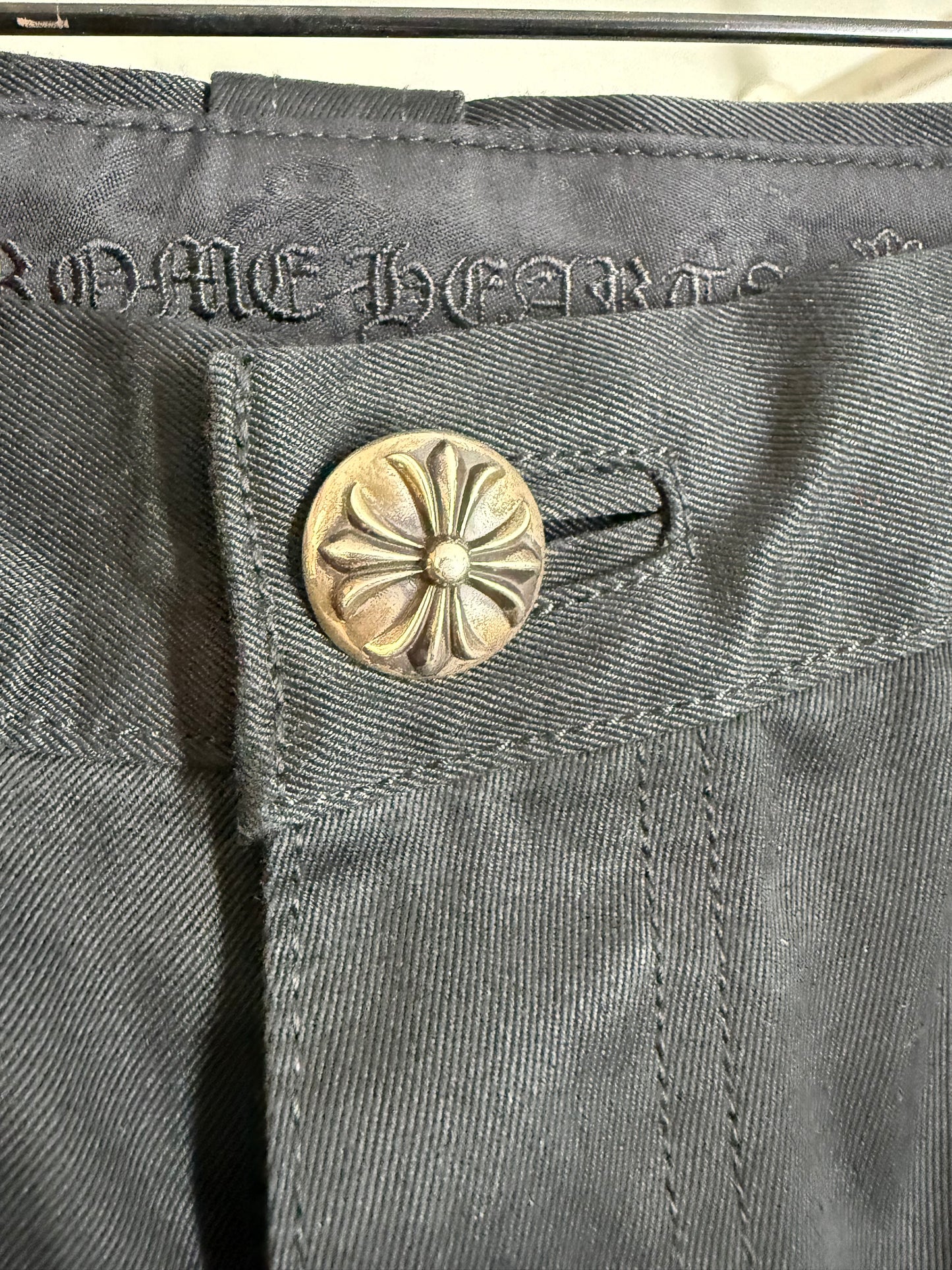 Chrome Hearts Leopard leather cross patch carpenter pants