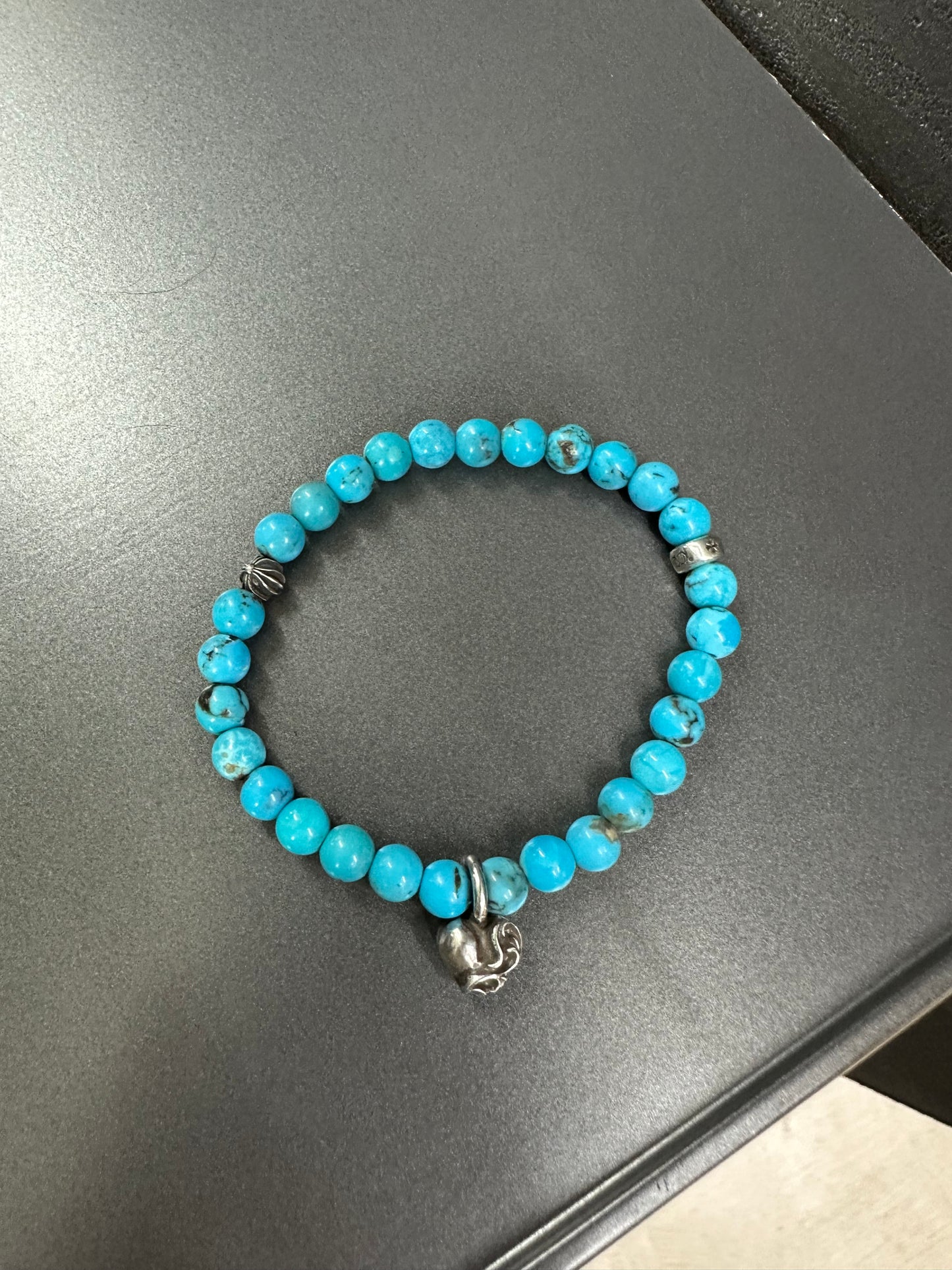 Chrome Hearts Turquoise Heart Ball Bracelet 6mm