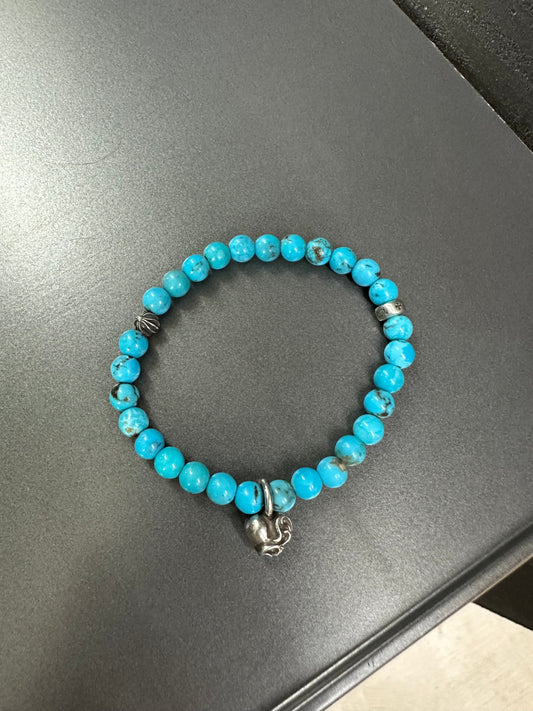 Chrome Hearts Turquoise Heart Ball Bracelet 6mm
