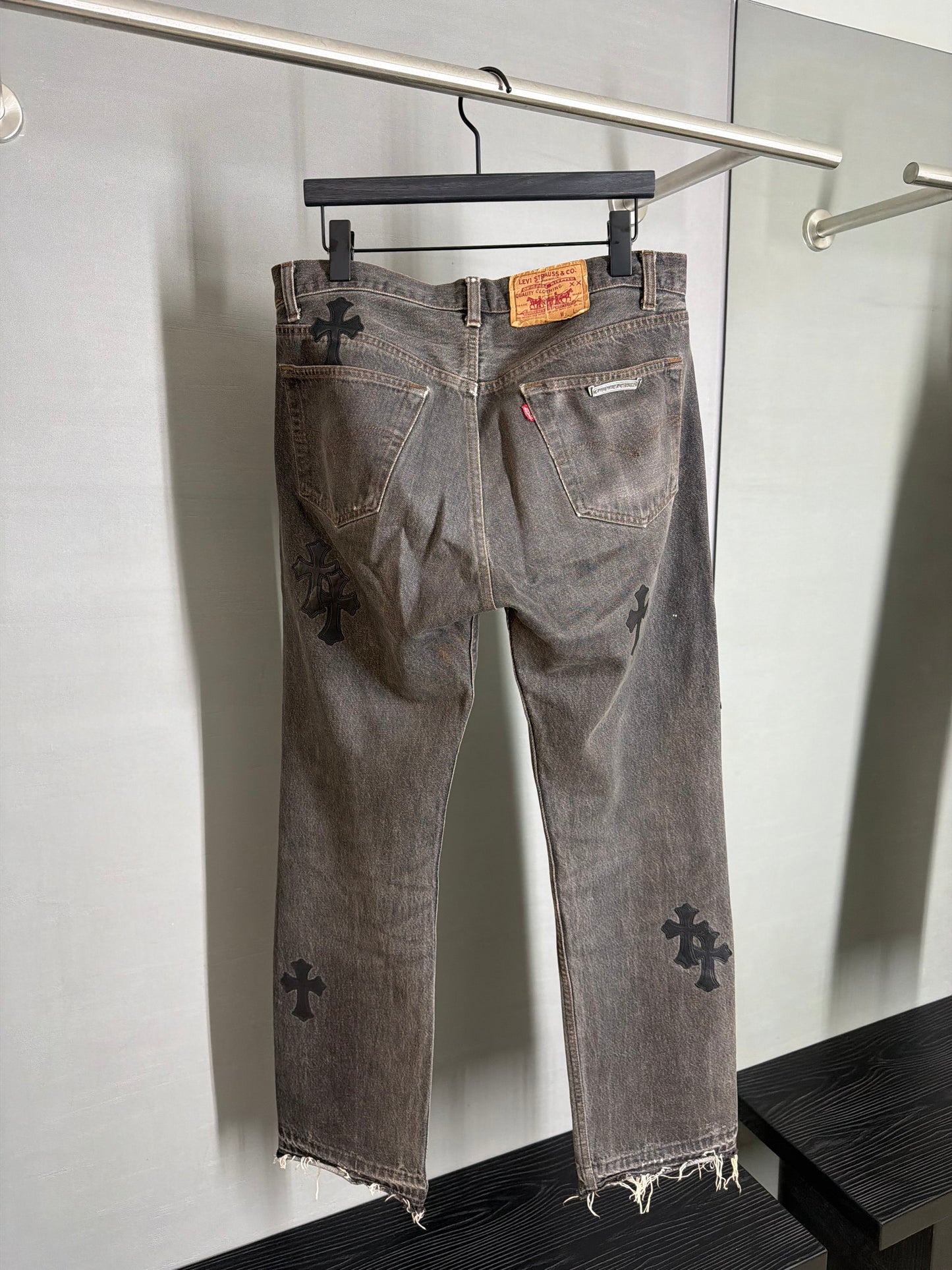 Chrome Hearts Leather Cross Patch 501 Jeans