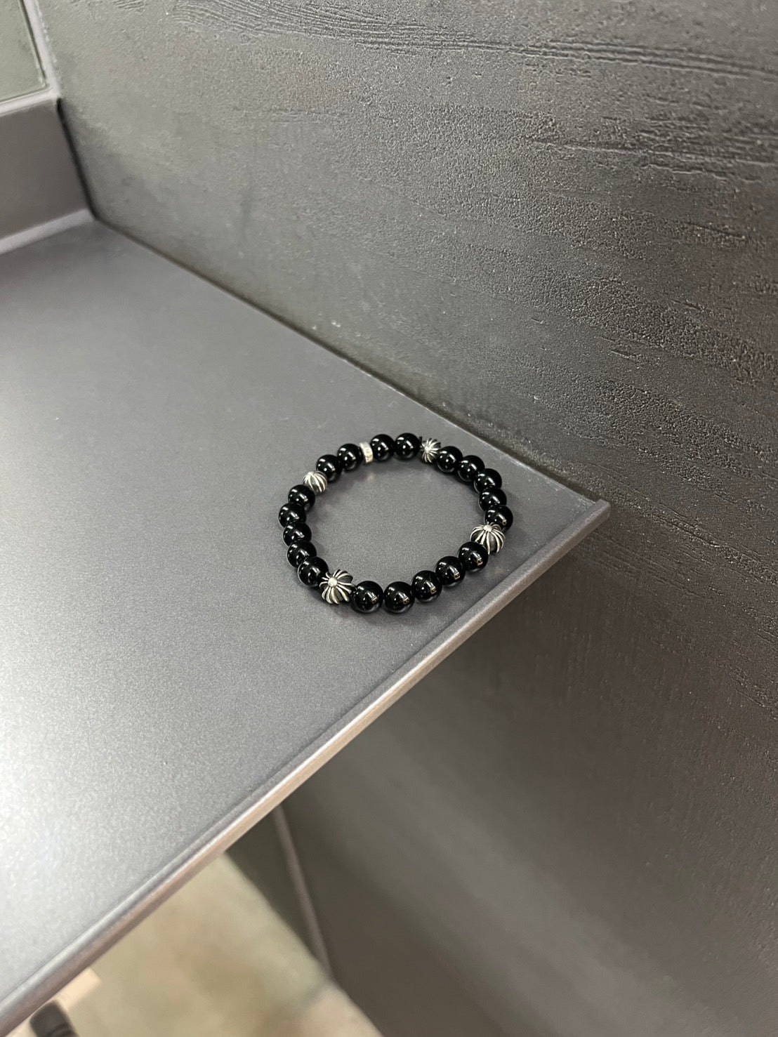 Chrome Hearts Black Stones Bead Bracelet