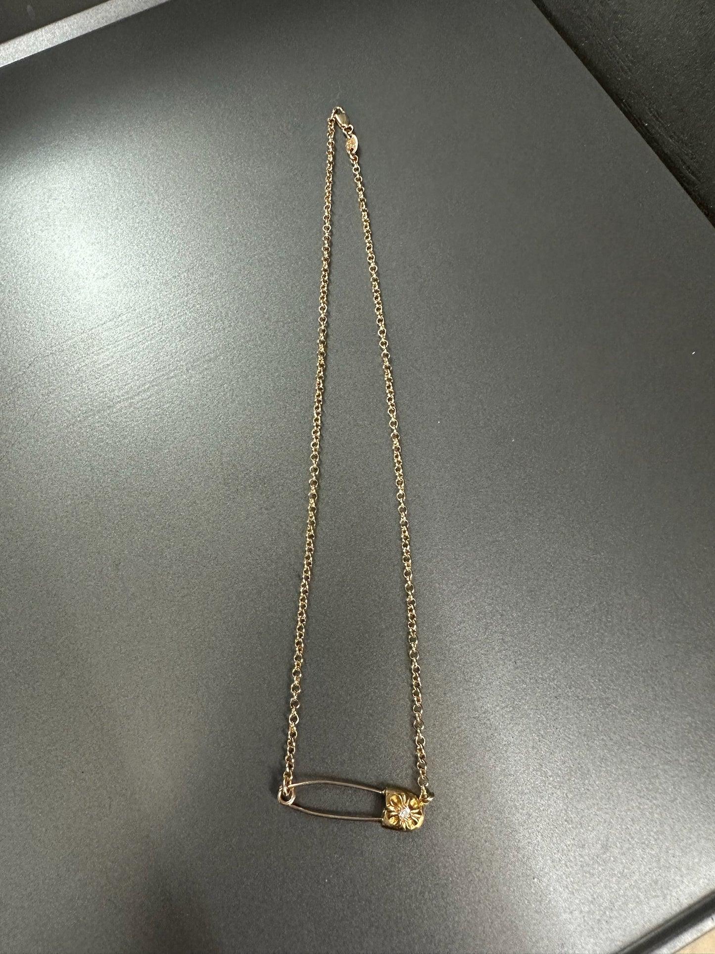 Chrome Hearts 22k Safety Pin Necklace with Diamond 40cm