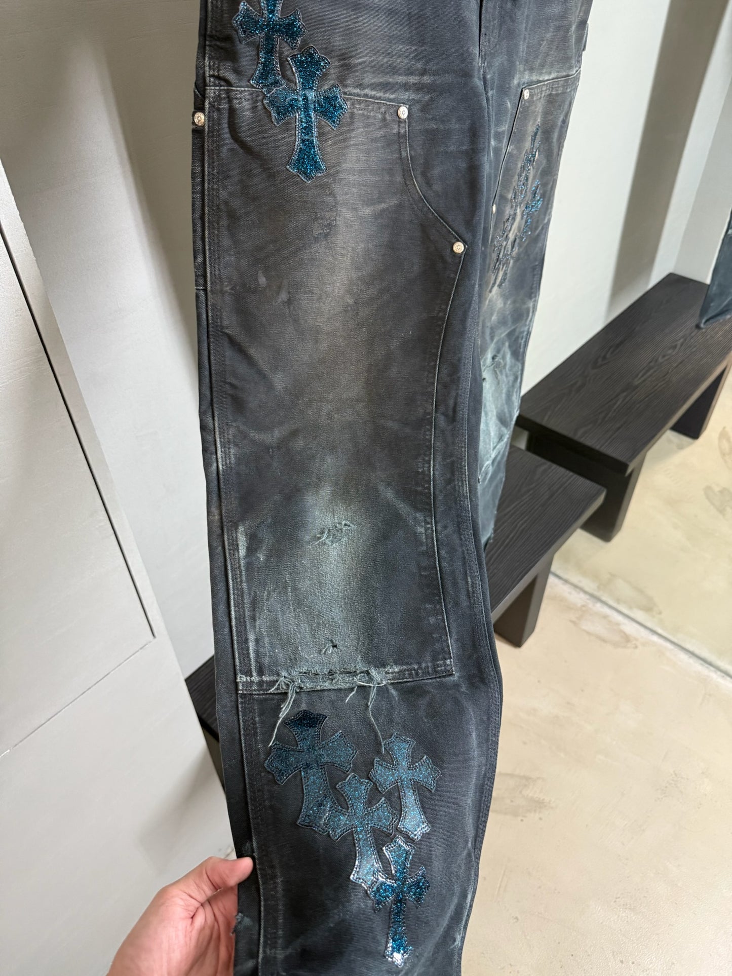 Chrome Hearts St.Barth Cross Patch Double Knee Carharrt Pants