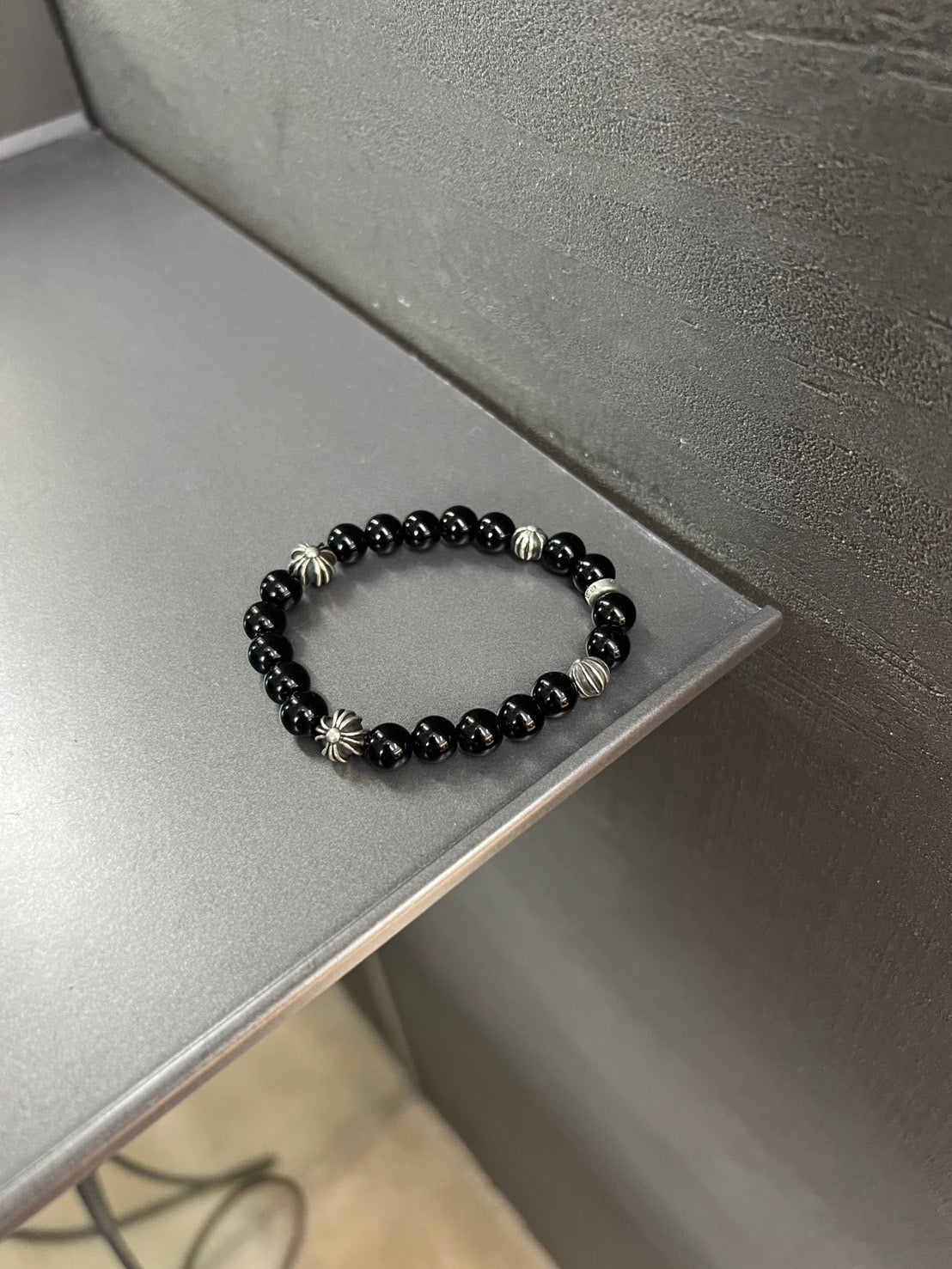 Chrome Hearts Black Stones Bead Bracelet