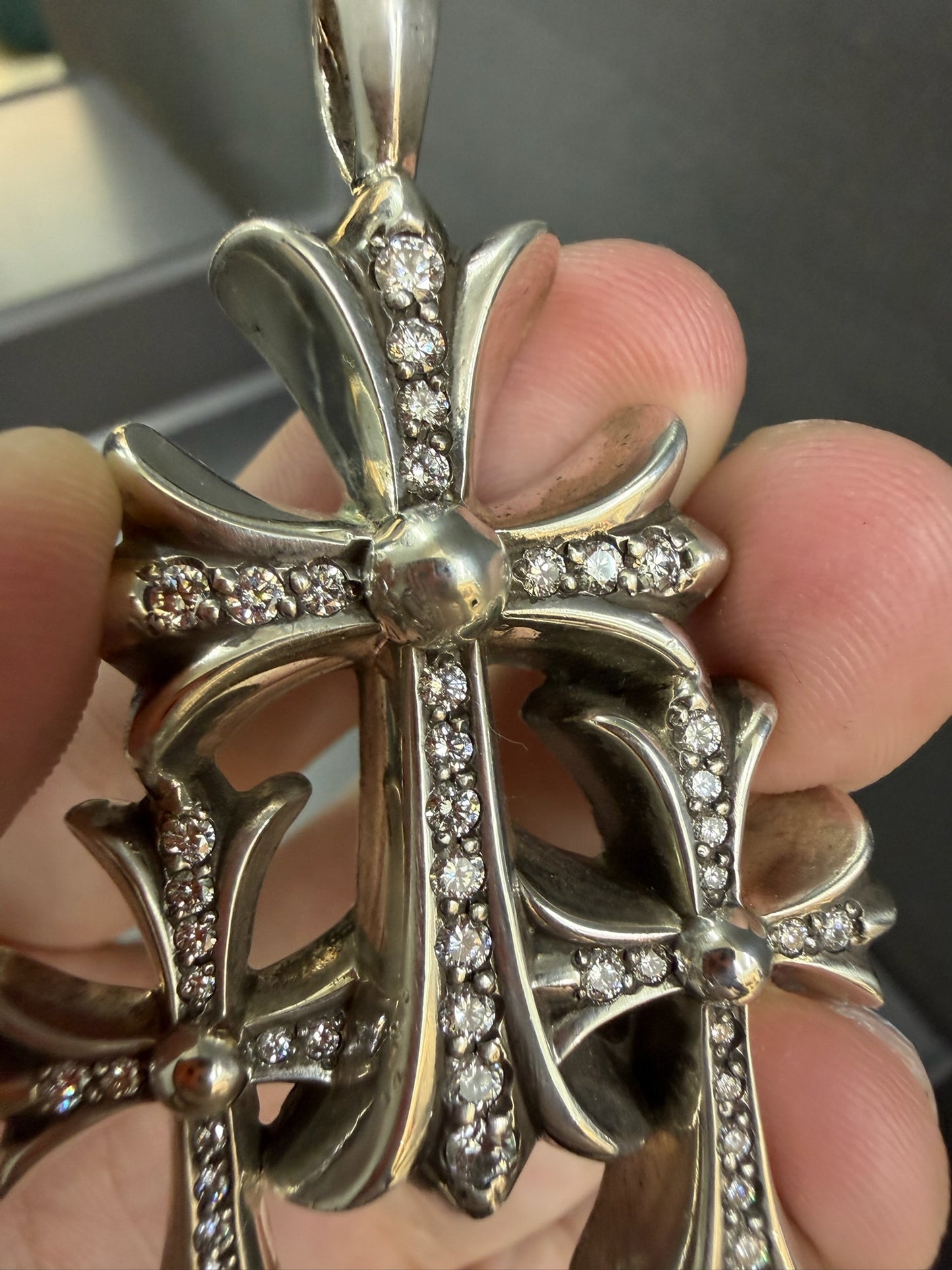 Chrome Hearts Triple Cross Ring with Diamonds