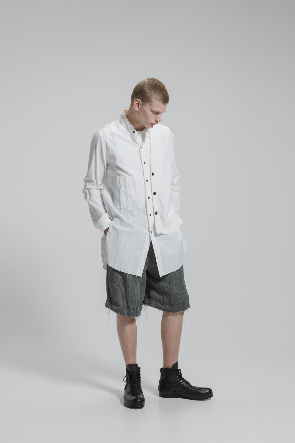 NUDE:MM 80/2 Broad Shirt With 7GG Kint Half Vest